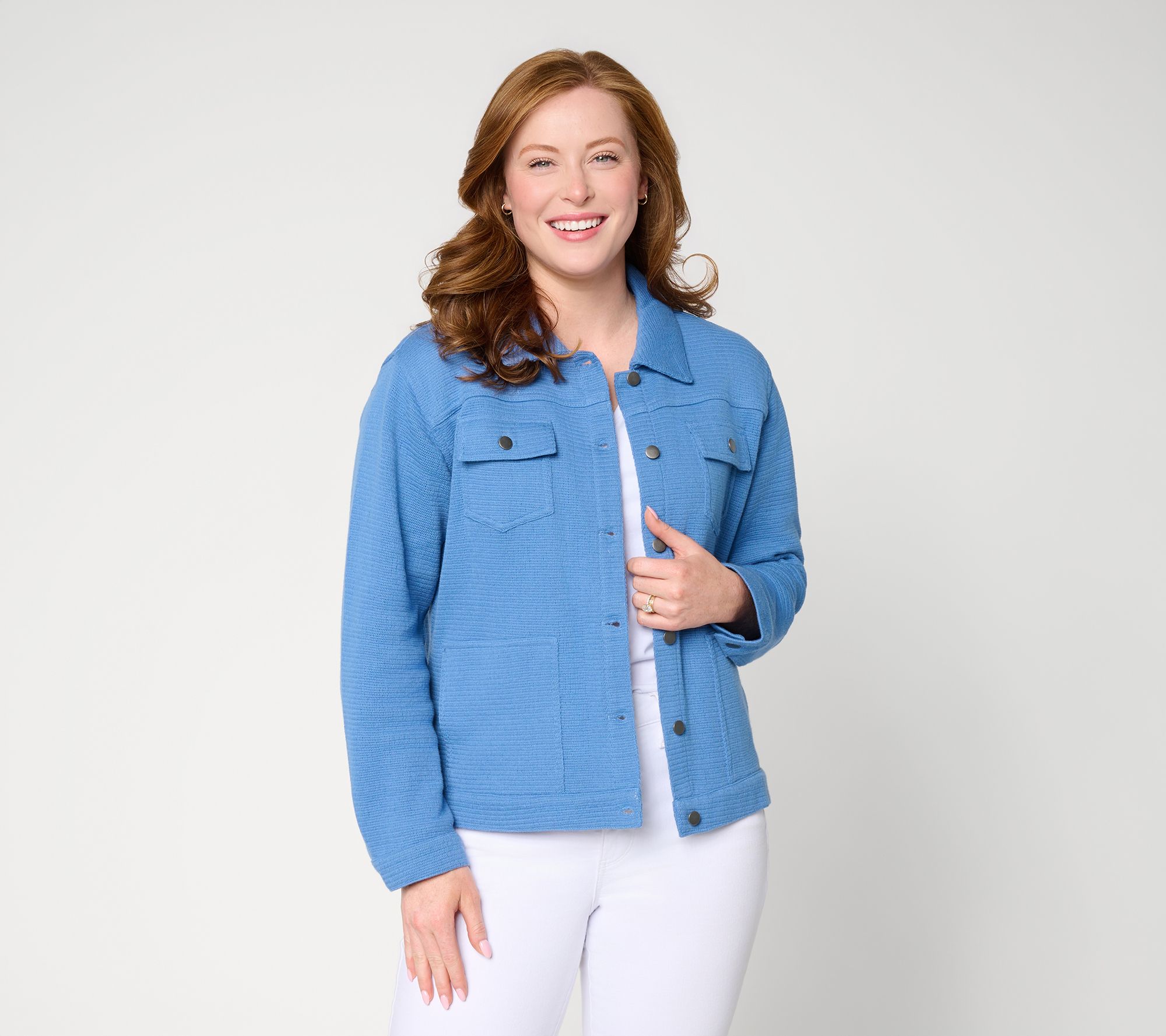Susan Graver Textured Woven Button Front Jacket