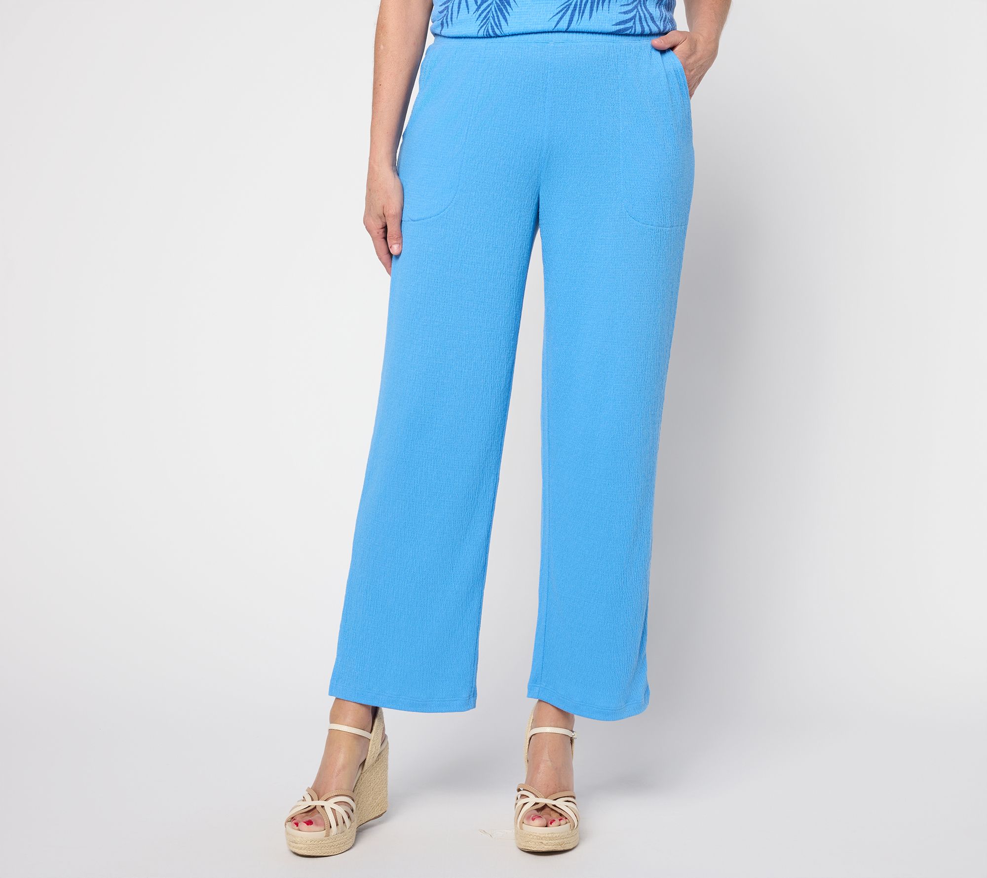 Denim & Co. Beach Petite Knit Gauze Ankle Pants