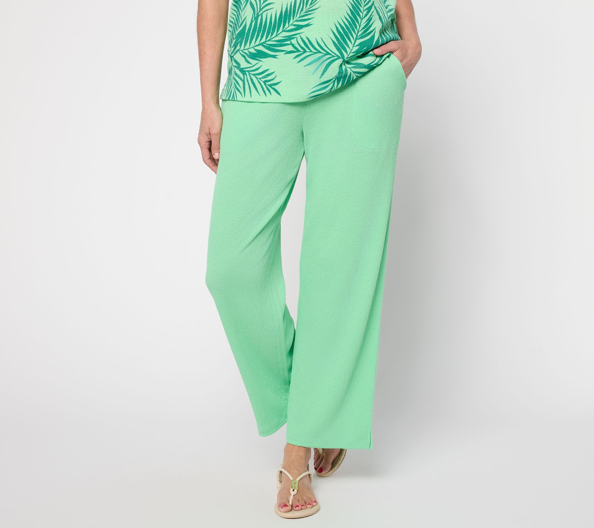 Denim & Co. Beach Petite Knit Gauze Ankle Pants