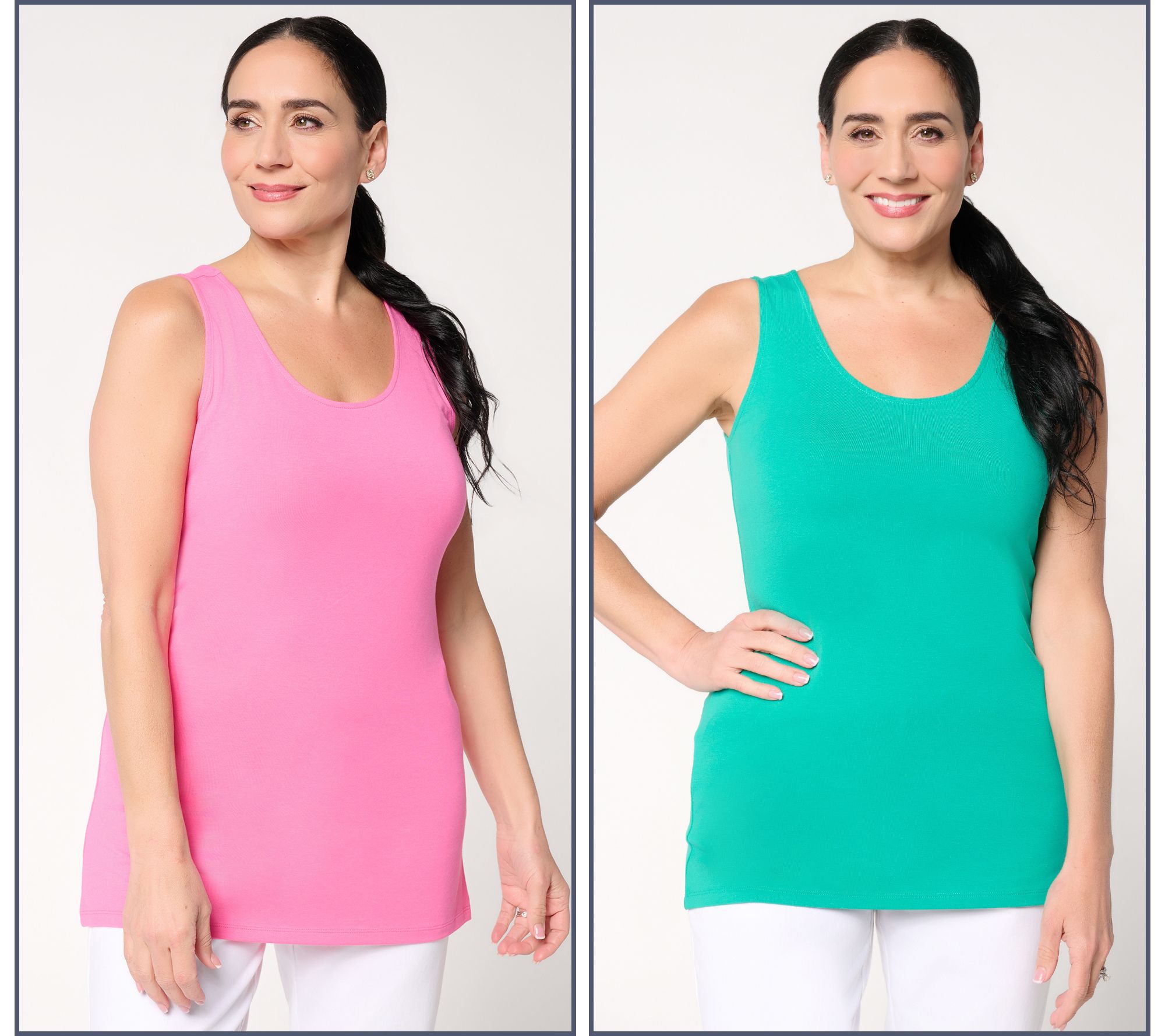 Denim & Co. Essentials So Soft Jersey 2 Pack Tunic and Tank Top