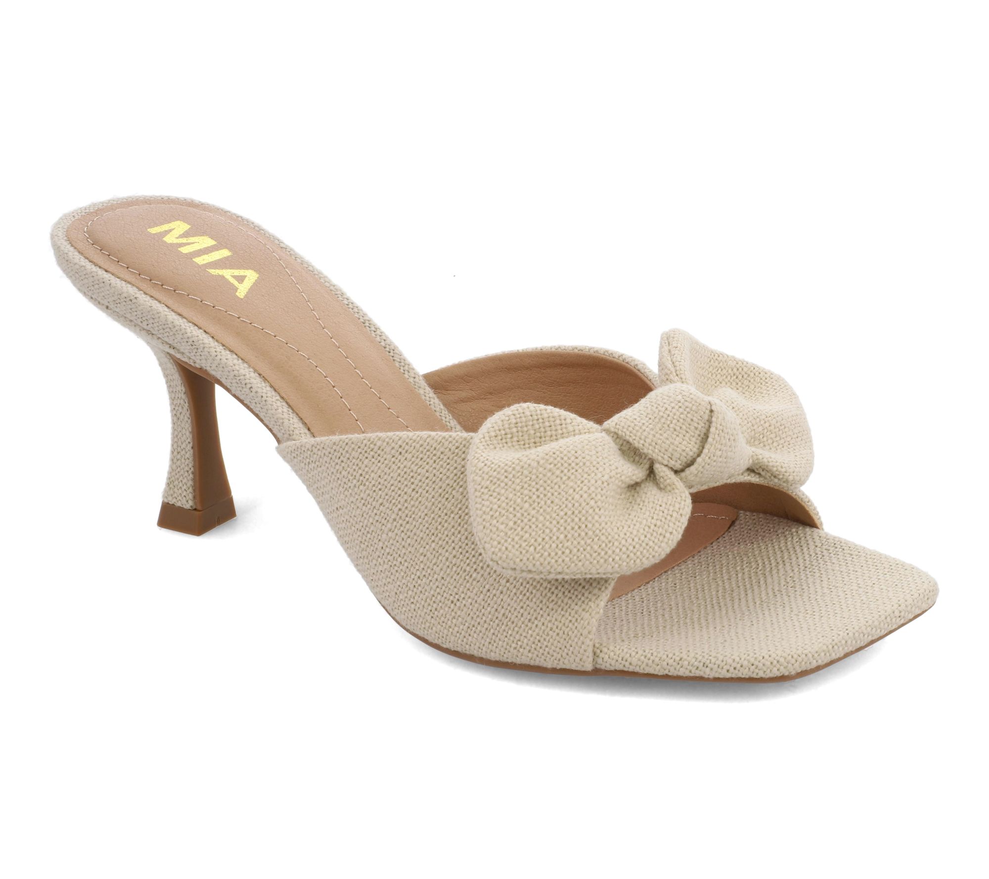 MIA Bow Detail Kitten Heel Mule Sandals - Elyzza