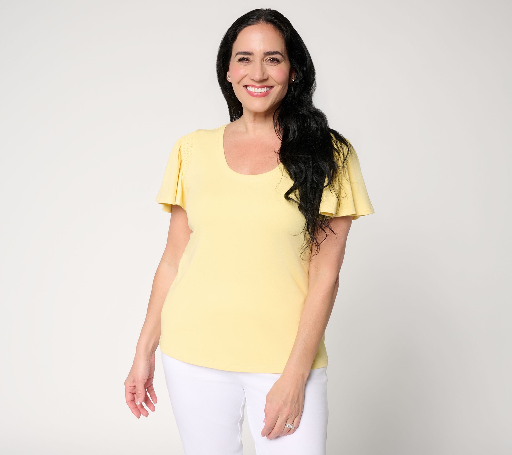 BEAUTIFUL by Lawrence Zarian Refined Knit Flutter Slv Top