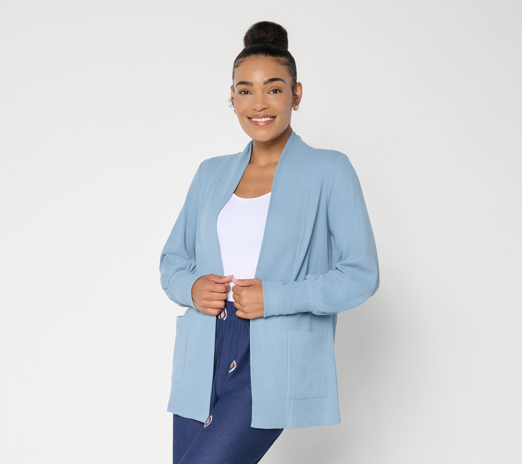 Belle Boho By Kim Gravel Reg Baby Waffle Bishop Sleeve Cardigan
