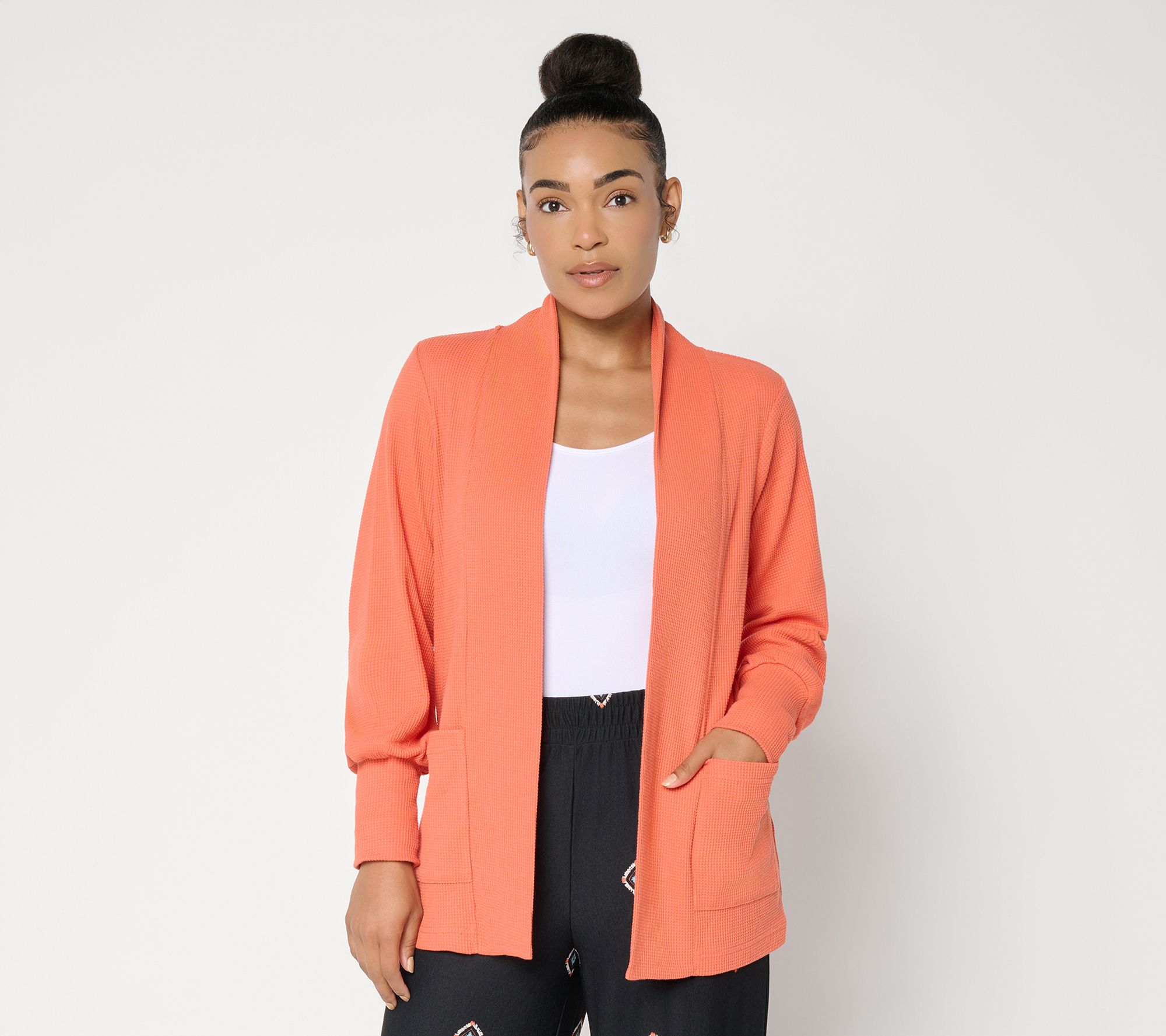 Belle Boho By Kim Gravel Reg Baby Waffle Bishop Sleeve Cardigan