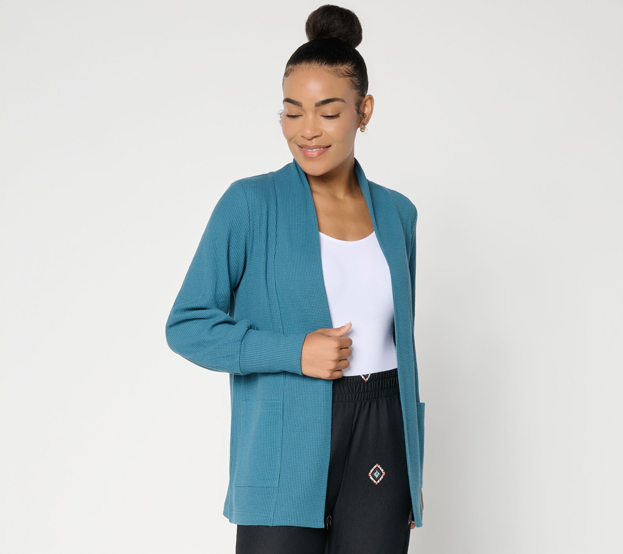 Belle Boho By Kim Gravel Reg Baby Waffle Bishop Sleeve Cardigan