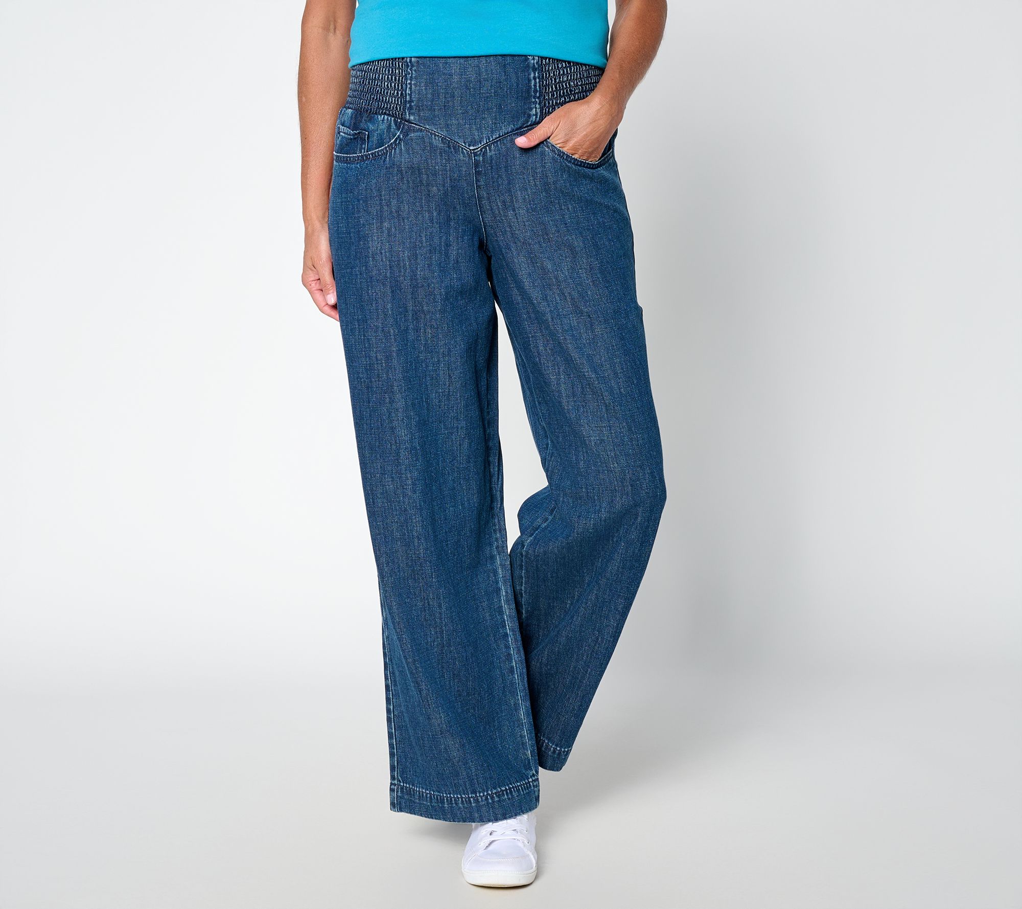 LOGO by Lori Goldstein Reg Indigo Full Length Chambray Pants