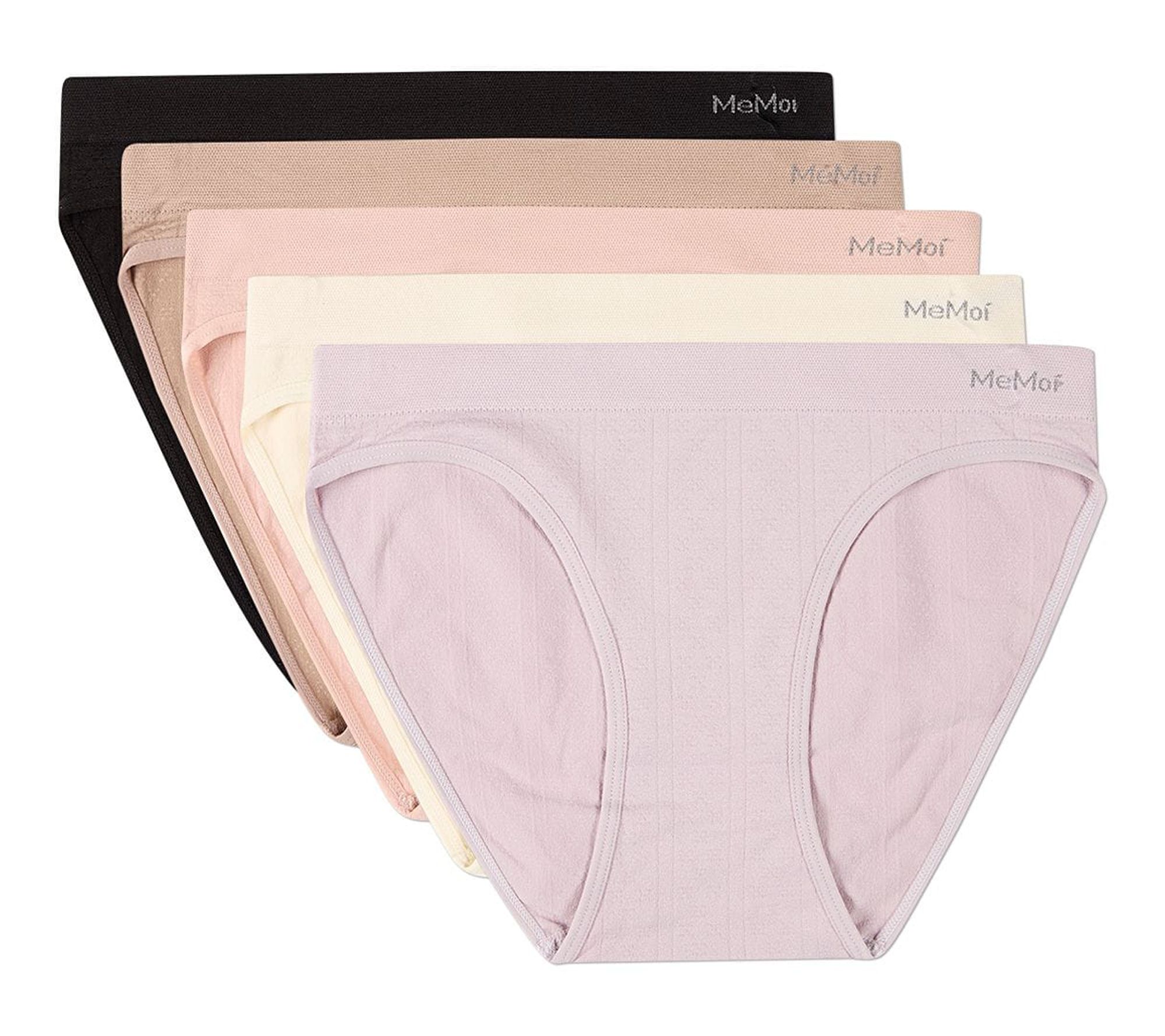  Memoi  Women's Set of 5 Seamless Pointelle  Bikini Panties