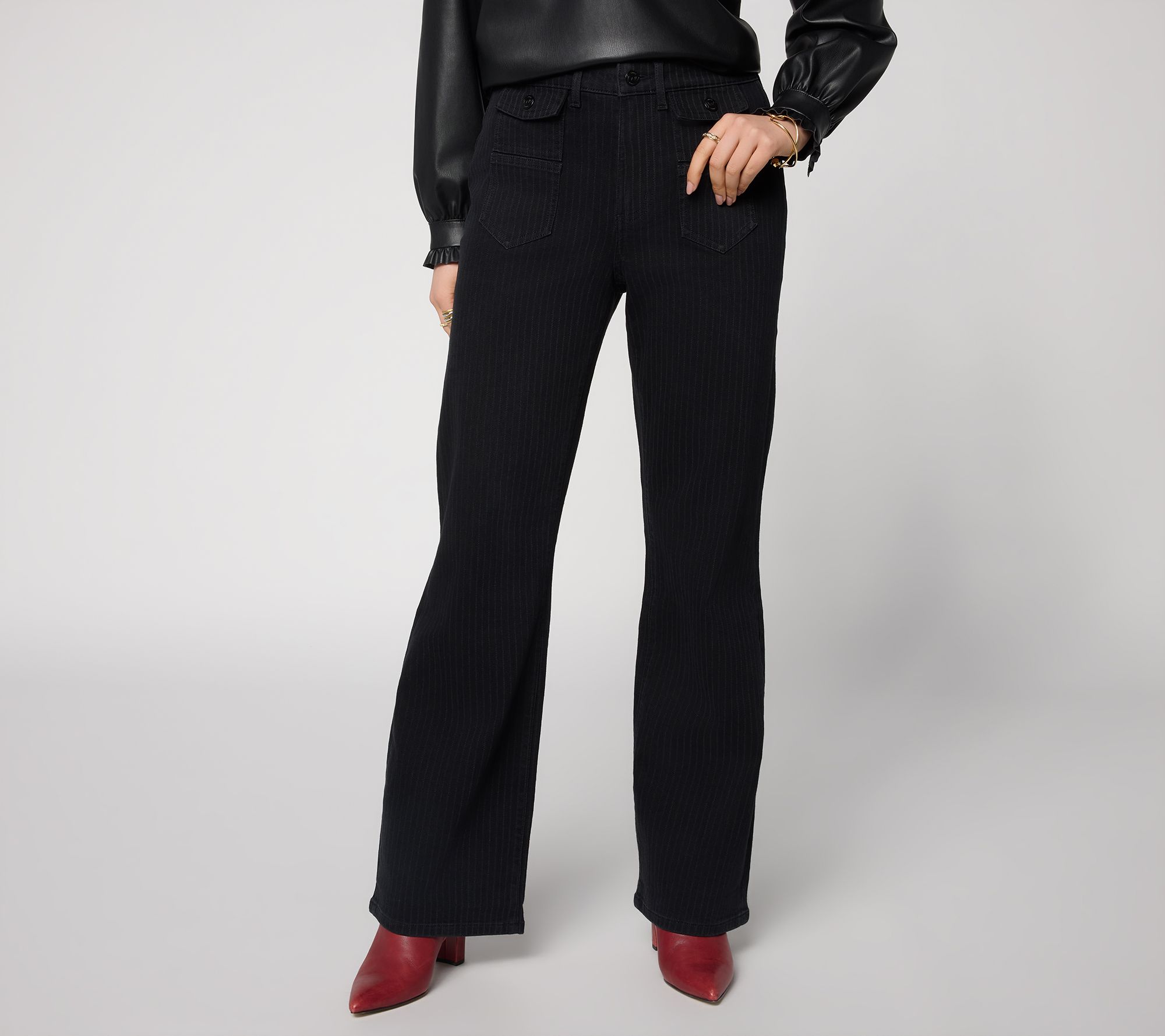 Me by Jennie Garth Regular Black Laser Stripe Bootcut Jeans