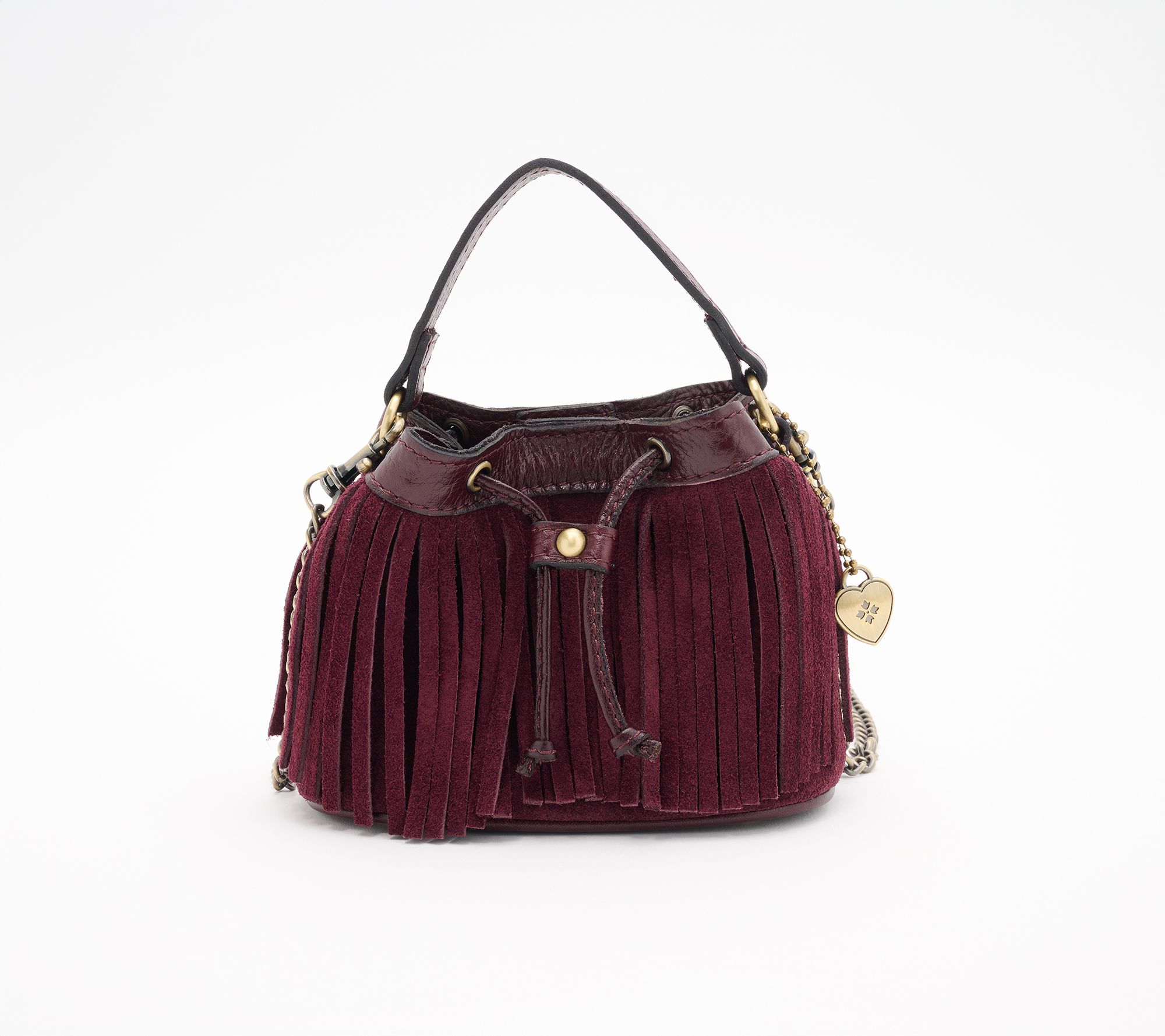 Patricia Nash Mini Elisa Fringe Bucket Bag w/ Chain Strap