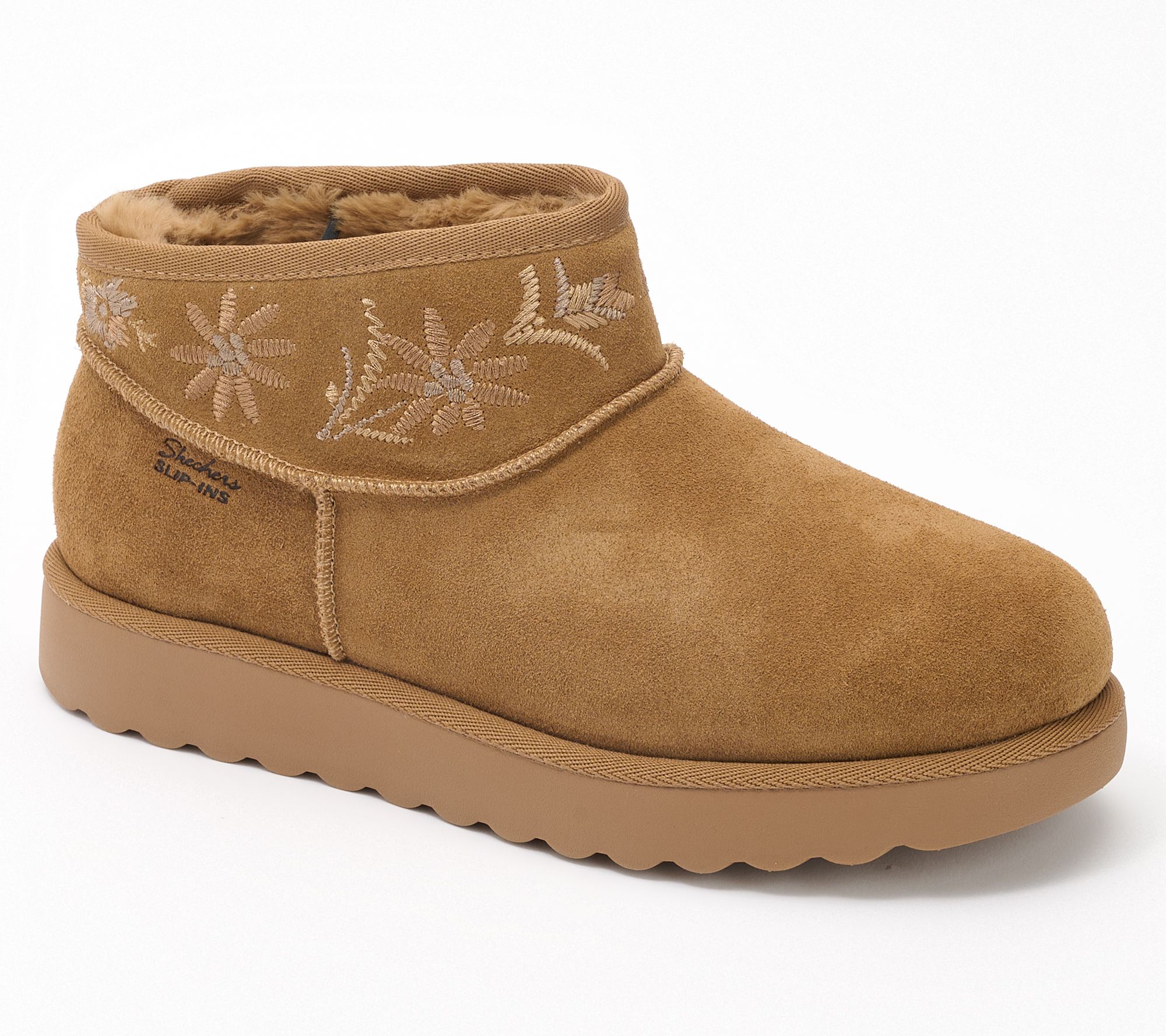 Skechers Slip-ins Embroidered Ankle Boots - Cozy Chateau