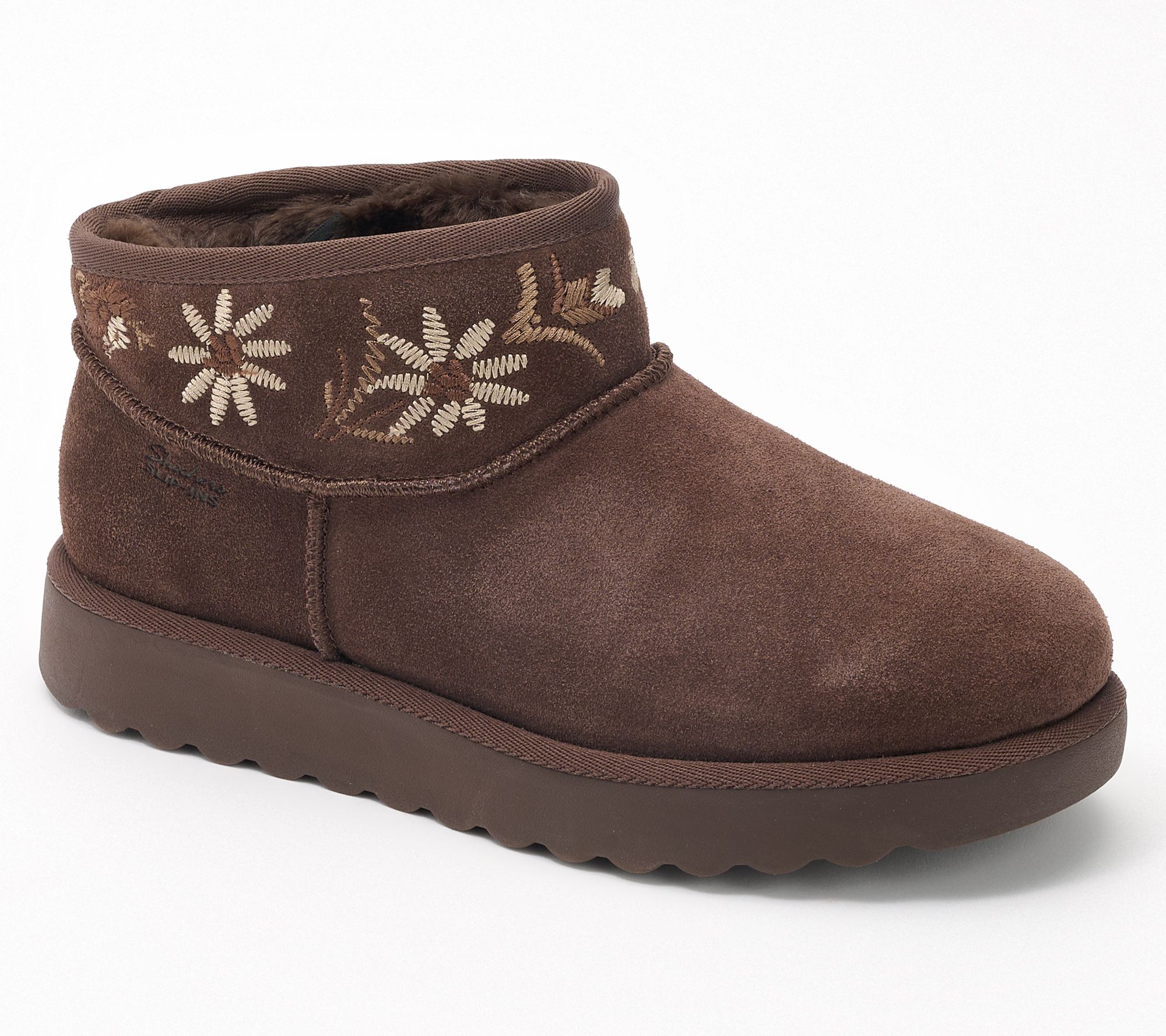 Skechers Slip-ins Embroidered Ankle Boots - Cozy Chateau