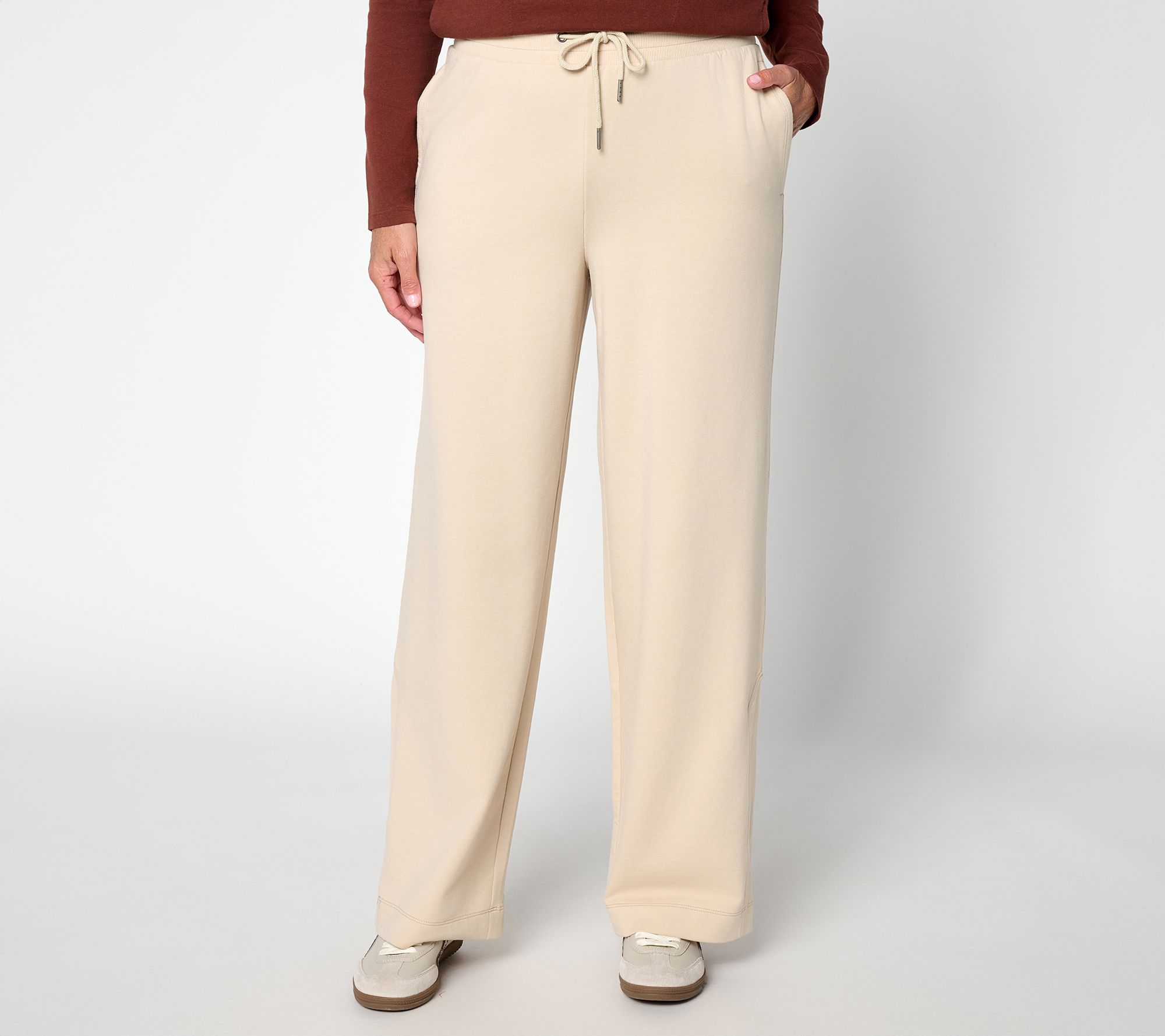 LOGO by Lori Goldstein Regular French Terry Wide Leg Pants