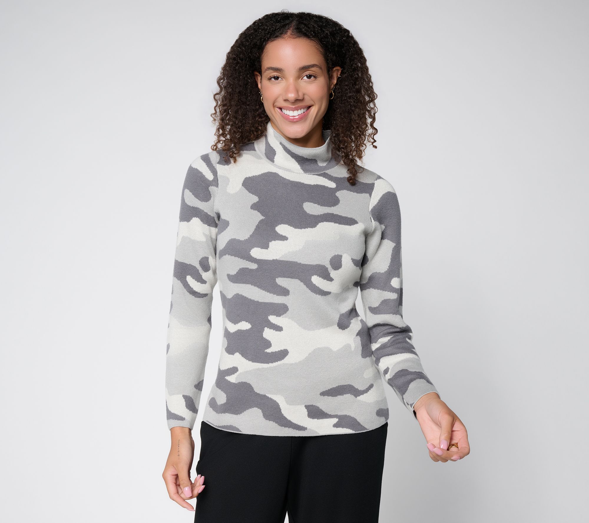 Susan Graver Mock Neck Pullover Long Sleeve Sweater