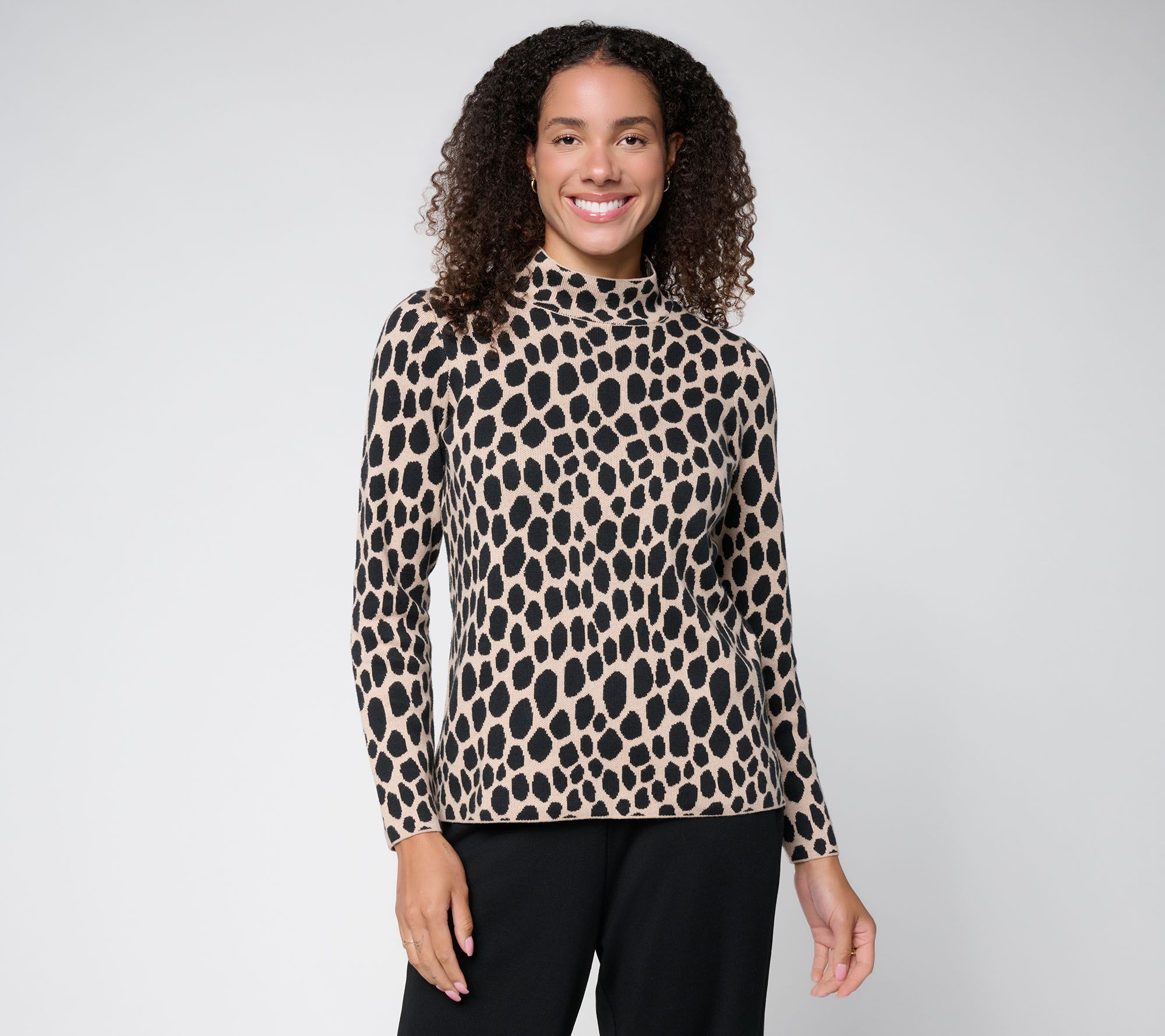 Susan Graver Mock Neck Pullover Long Sleeve Sweater