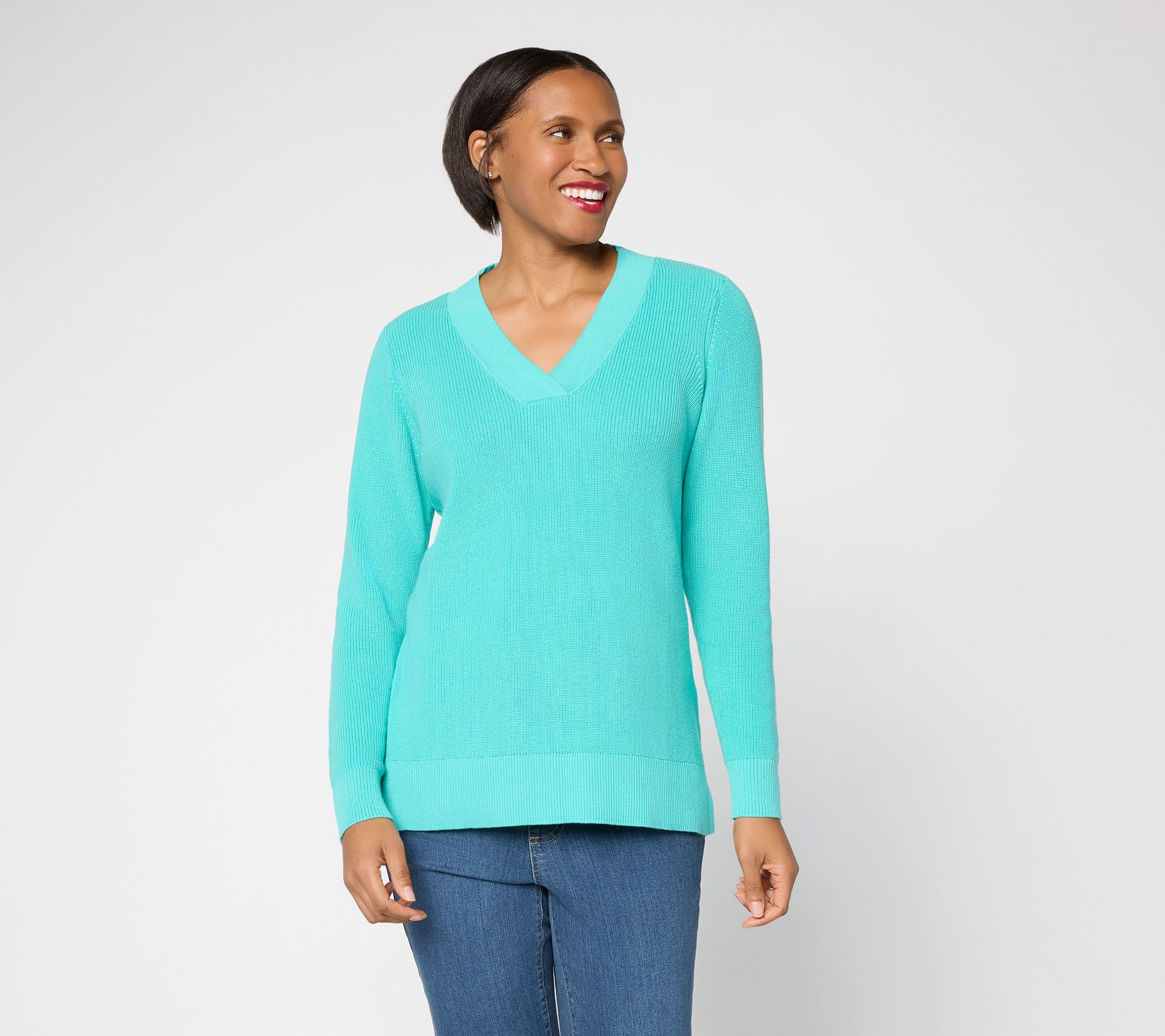 "As Is" Belle by Kim Gravel Pardon My Pop Skinny Shaker V Neck Sweater