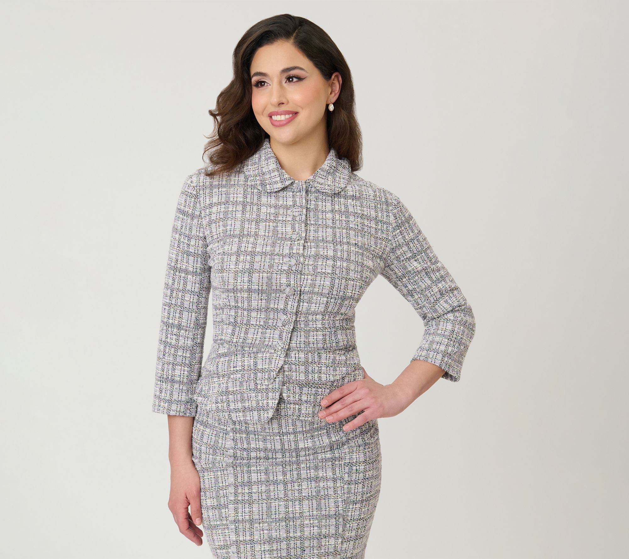 Unique Vintage Lavender Plaid Boucle Peplum Jacket