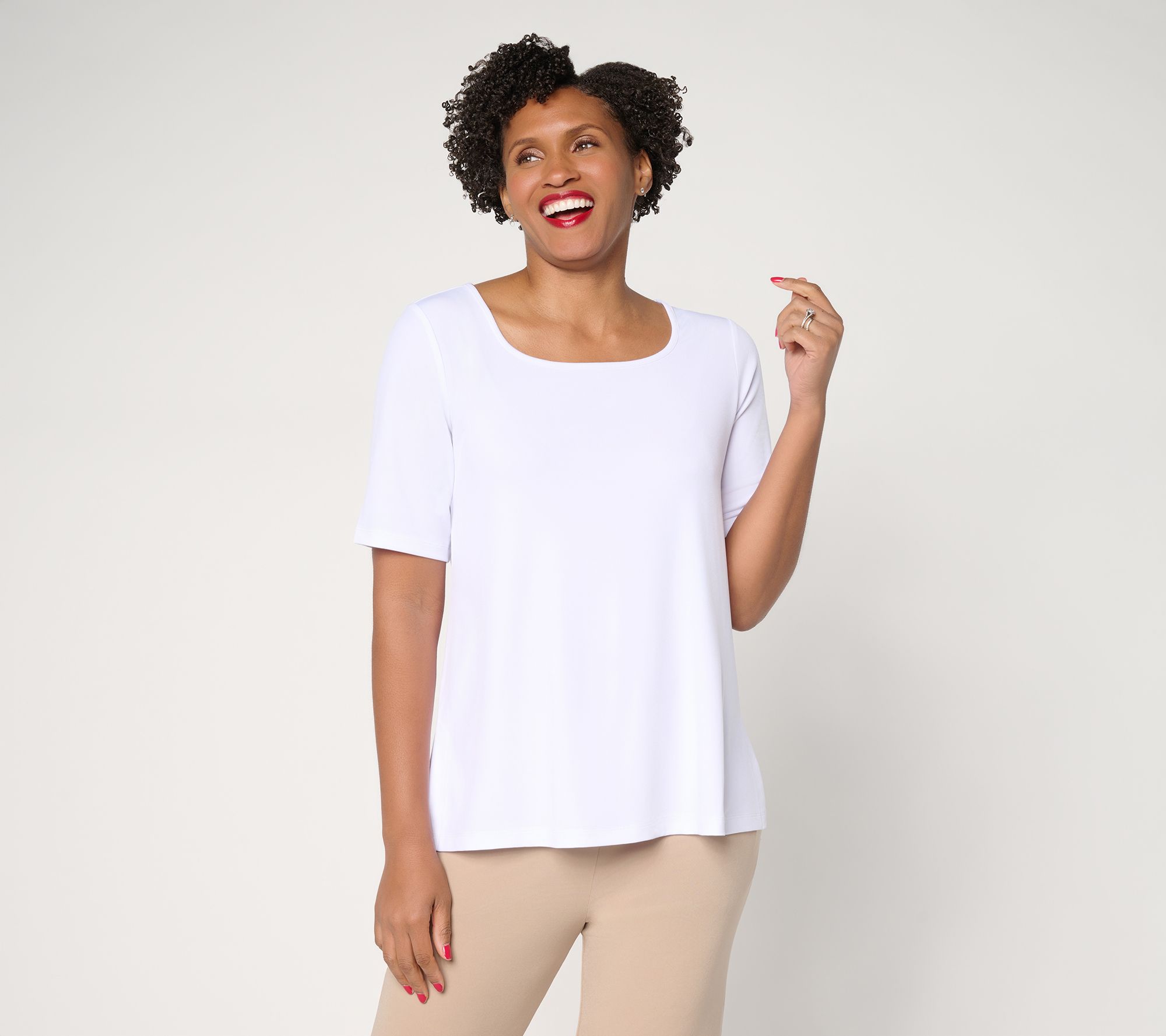 "As Is" Susan Graver Essentials Liquid Knit Square Neck Top