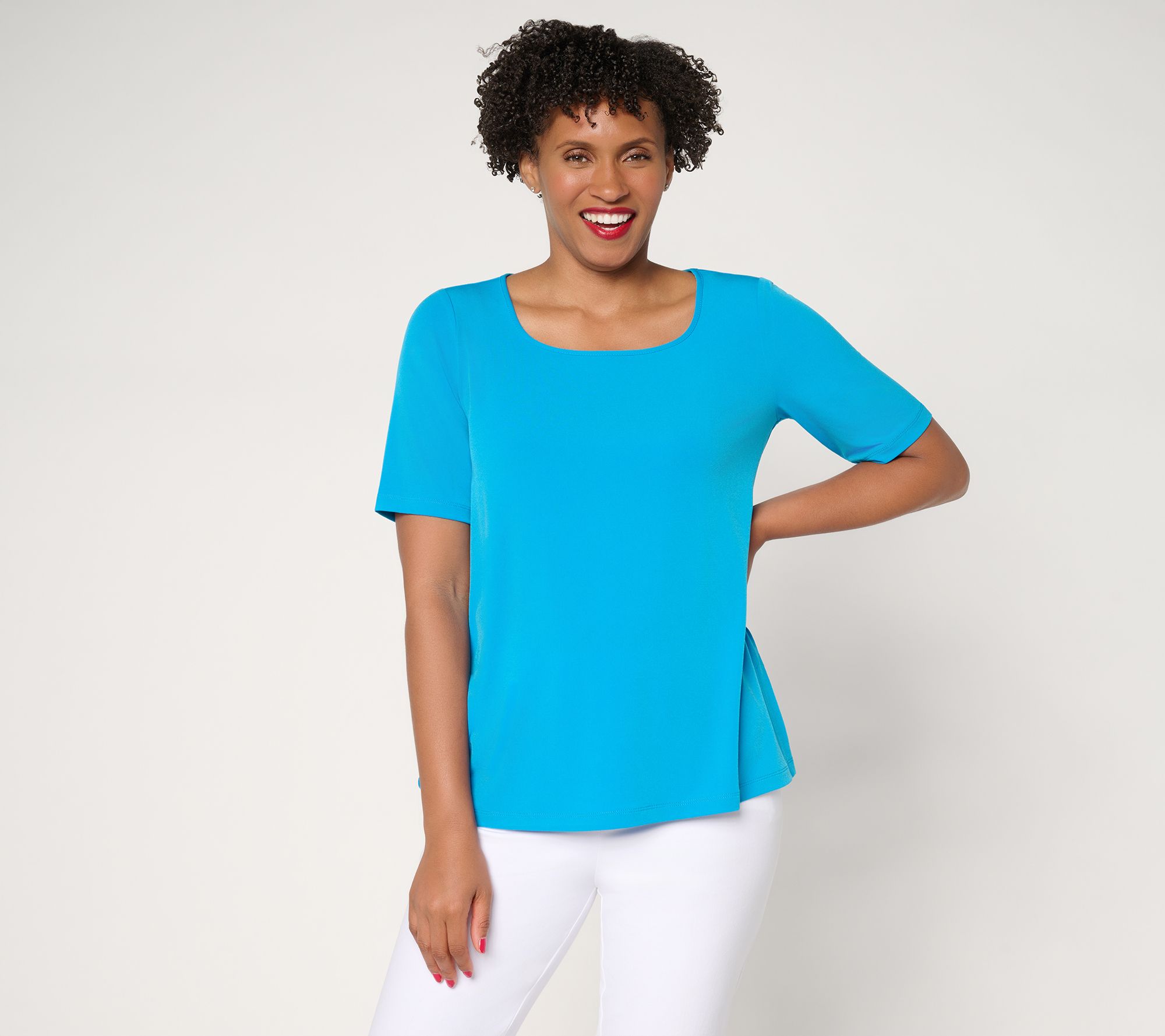 "As Is" Susan Graver Essentials Liquid Knit Square Neck Top