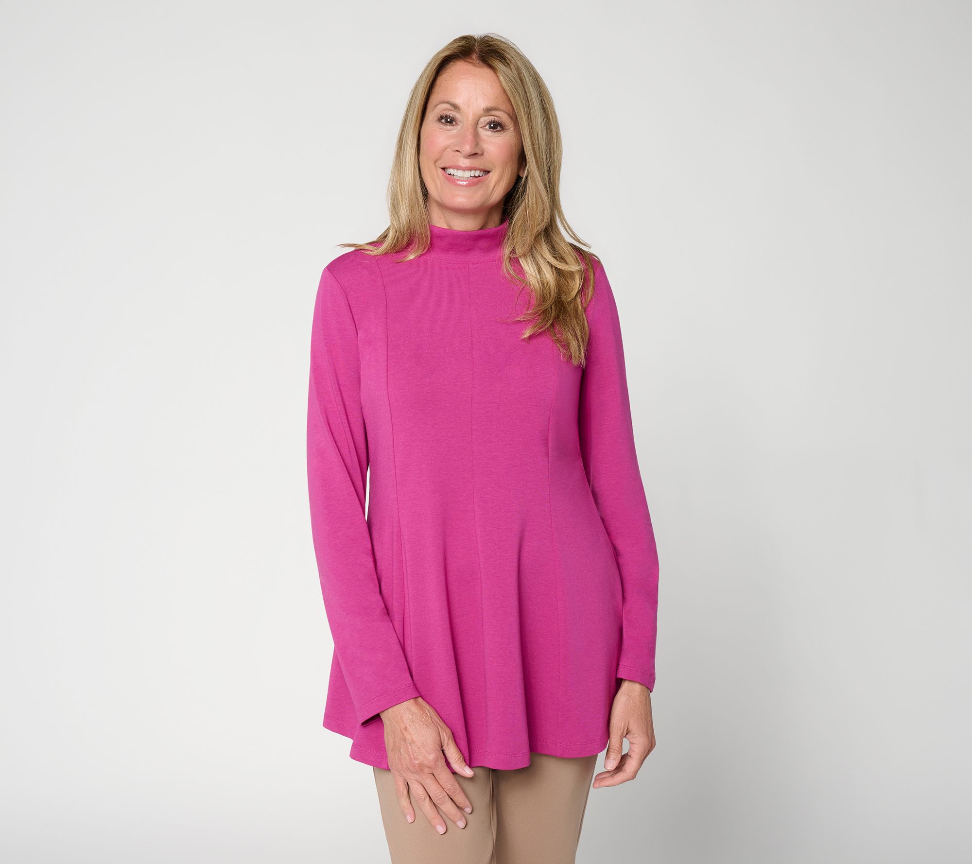 Denim & Co. Essentials Regular Favorite Jersey Mock Neck Tunic