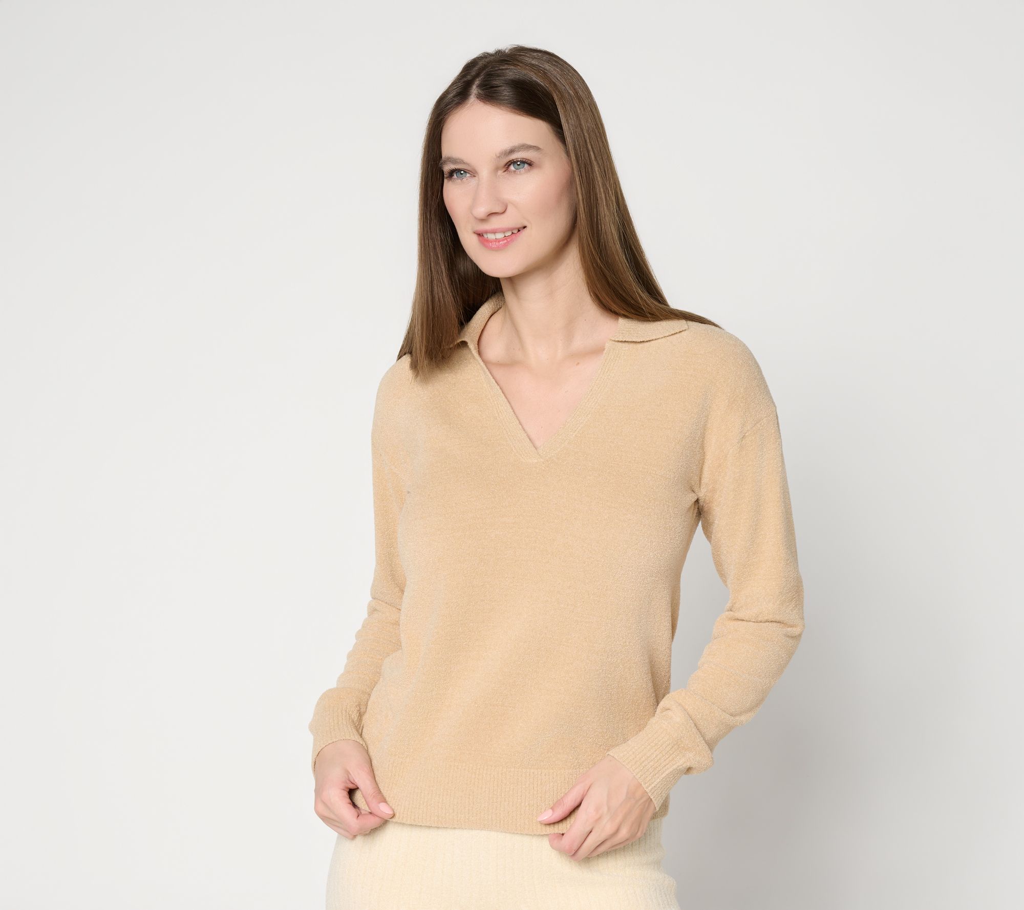 "As Is" Barefoot Dreams CozyChic Ultra Lite Open Polo