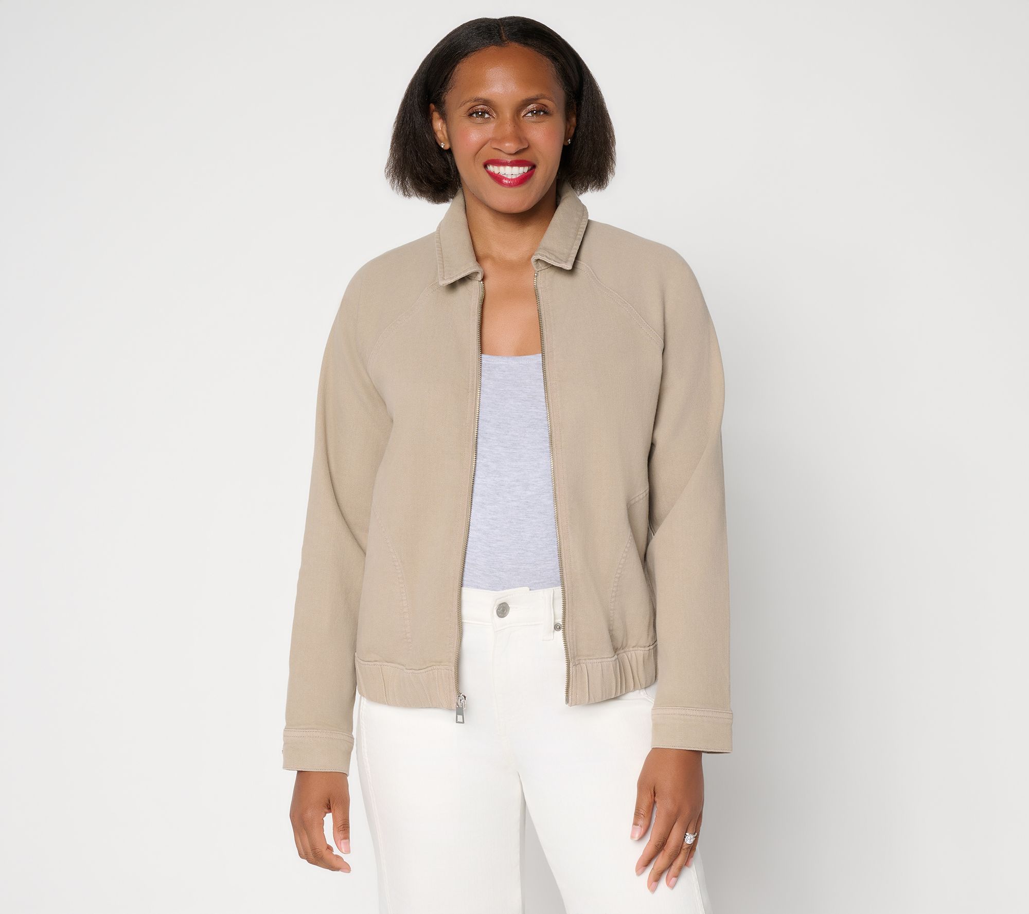 "As Is" LOGO by Lori Goldstein Denim Bomber Jacket