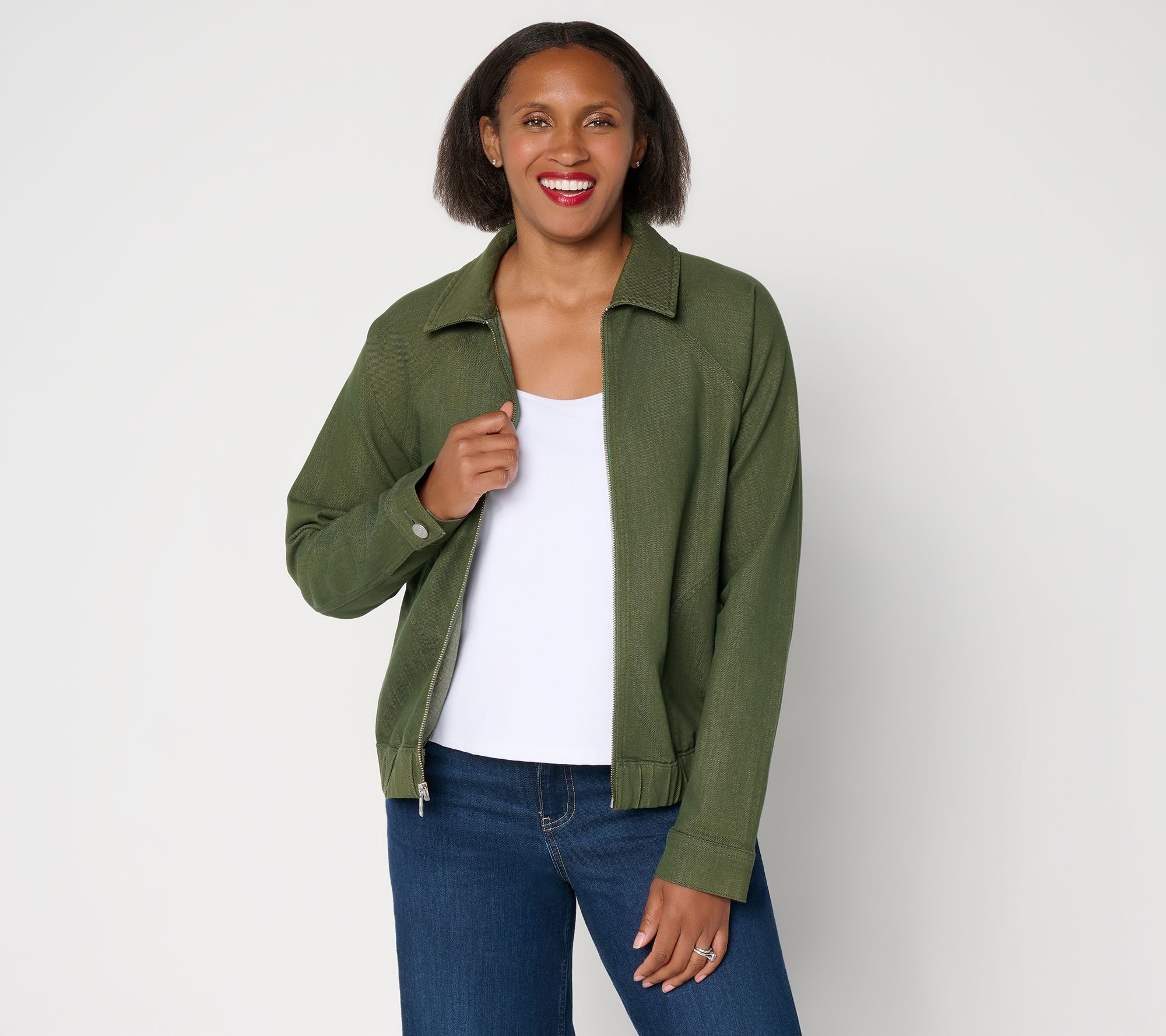 "As Is" LOGO by Lori Goldstein Denim Bomber Jacket