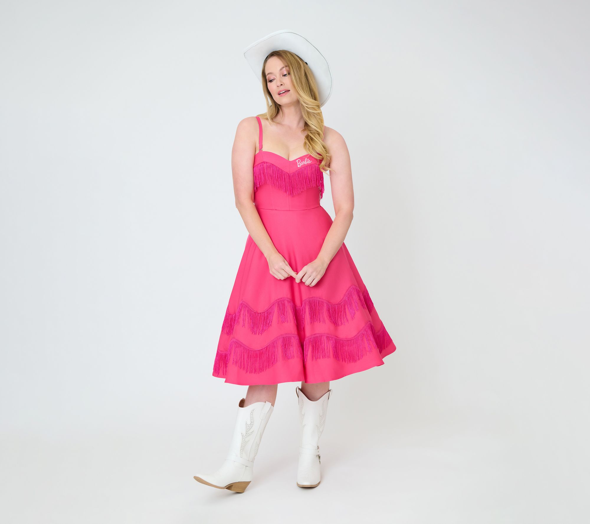 Unique Vintage x Barbie  Hot Pink Fringe GirlieSwing Dress