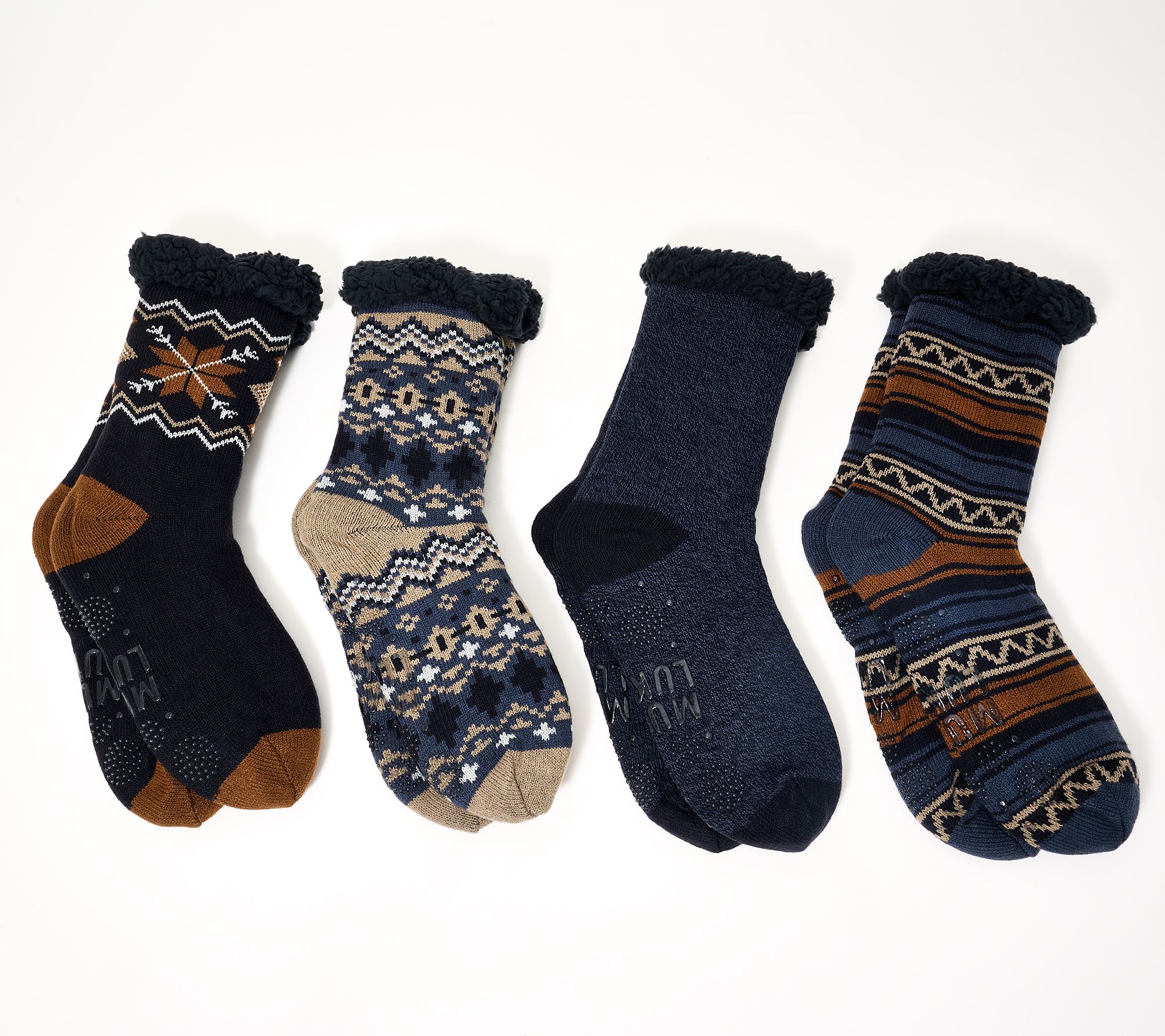 MUK LUKS Men's Set of 4 Shea Butter Infused Cabin Socks