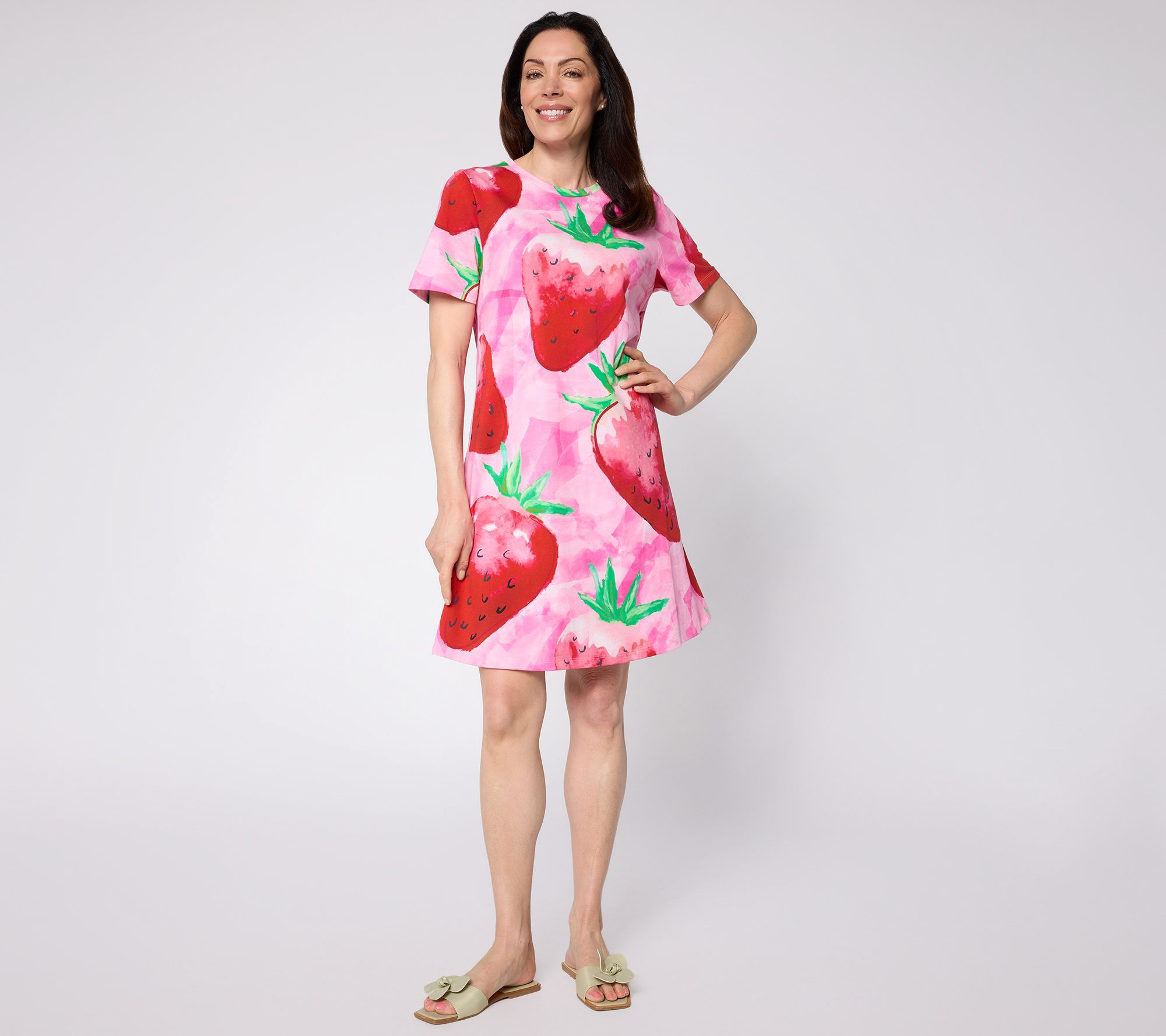 "As Is" Luxe by Aimee Kestenberg Reg Printed A-Line Tee-Shirt Dress