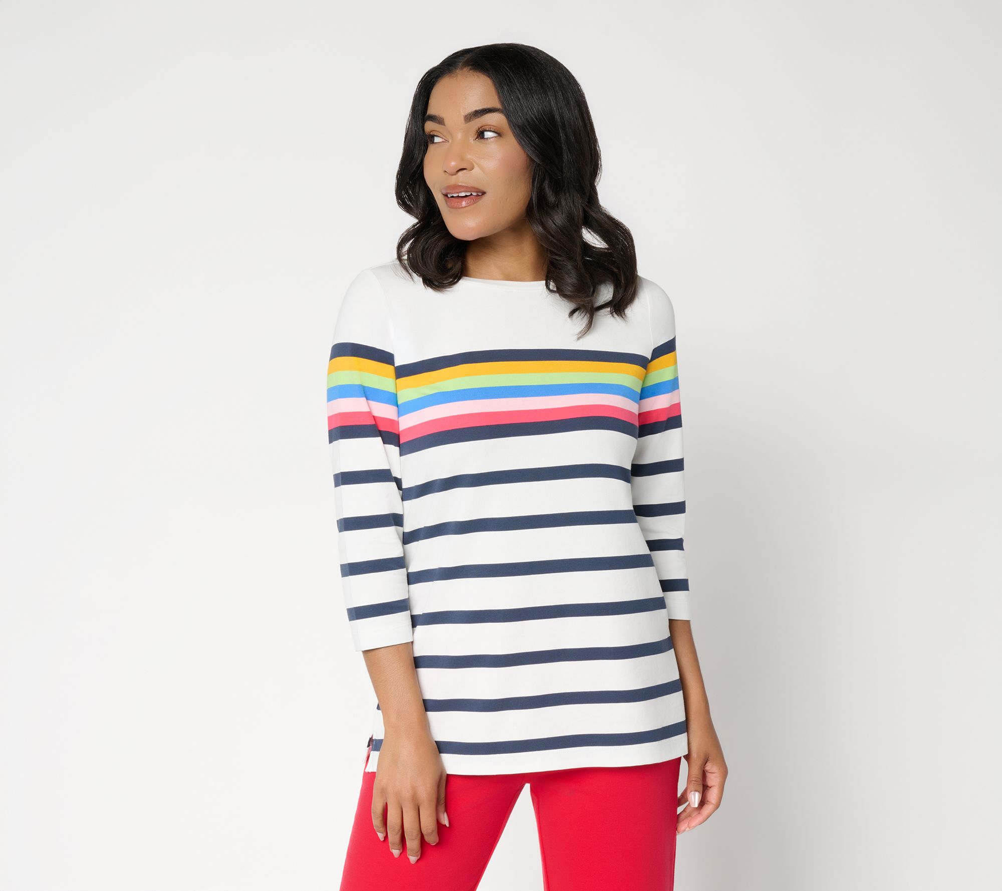 "As Is" Liberty Belles by Kim Gravel TripleLuxe Knit Striped Top