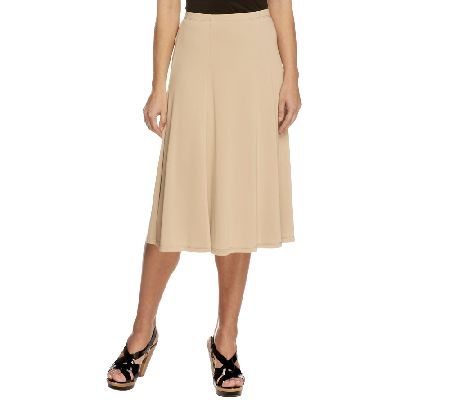 Susan Graver Premier Knit Petite Pull-on Six Gore Skirt - Page 1 — QVC.com