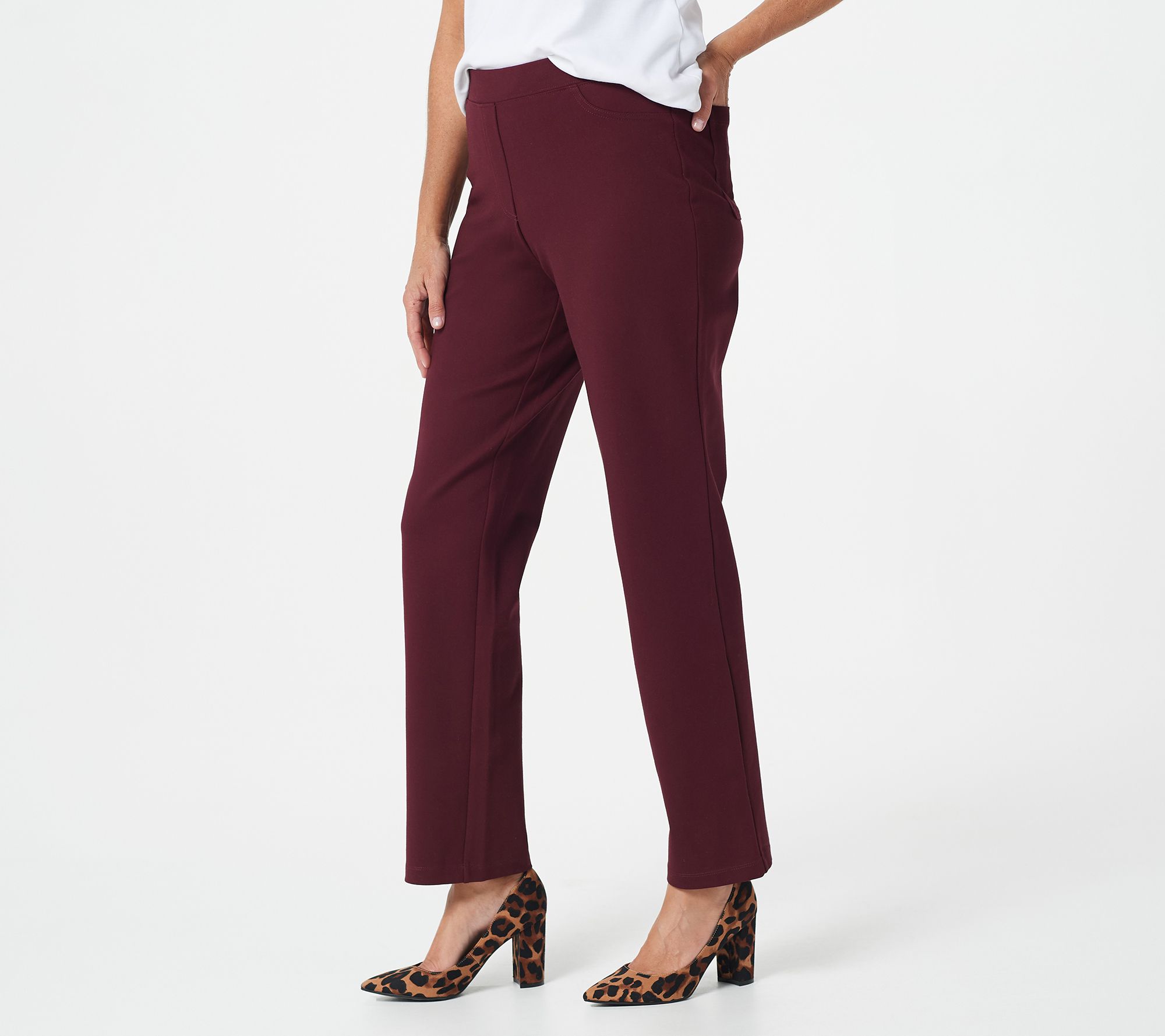 AnyBody Regular Pull-On All-Stretch Twill Pant with Pockets 