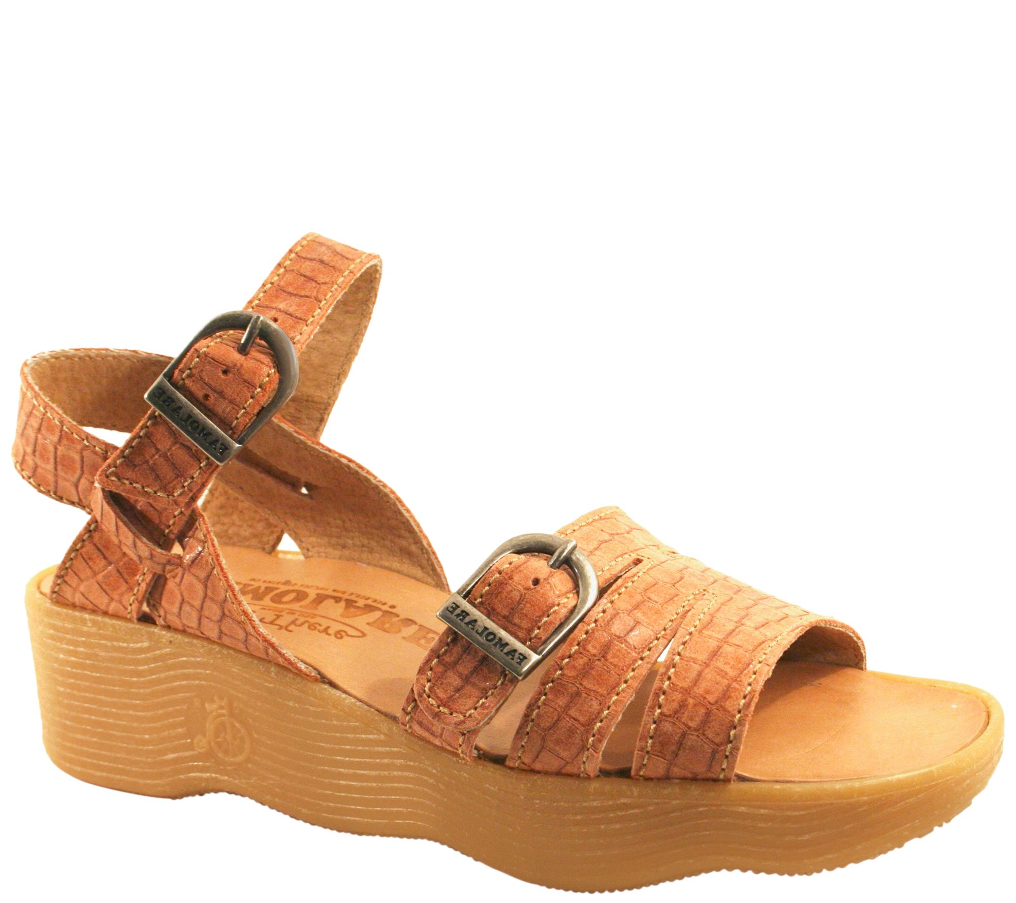 Famolare Get There Leather Wedge Sandal - Honeybuckle - QVC.com