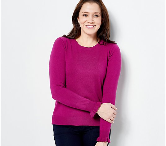 Laurie Felt Ruffle Long-Sleeve Pullover Sweater
