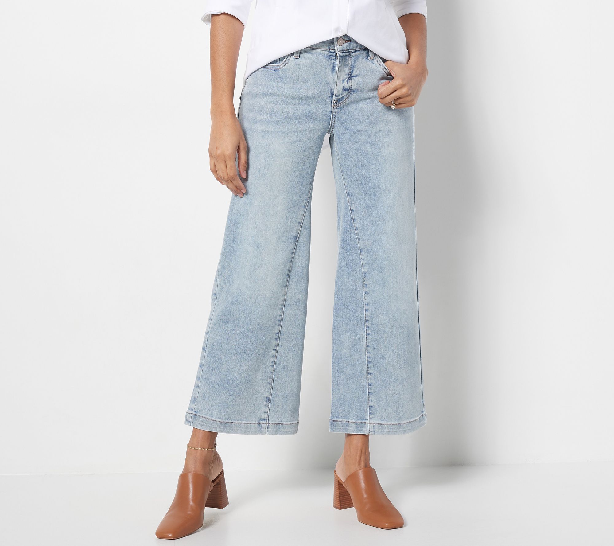 NYDJ Teresa Wide-Leg Ankle Jeans w/ Contoured Seams - Skylar