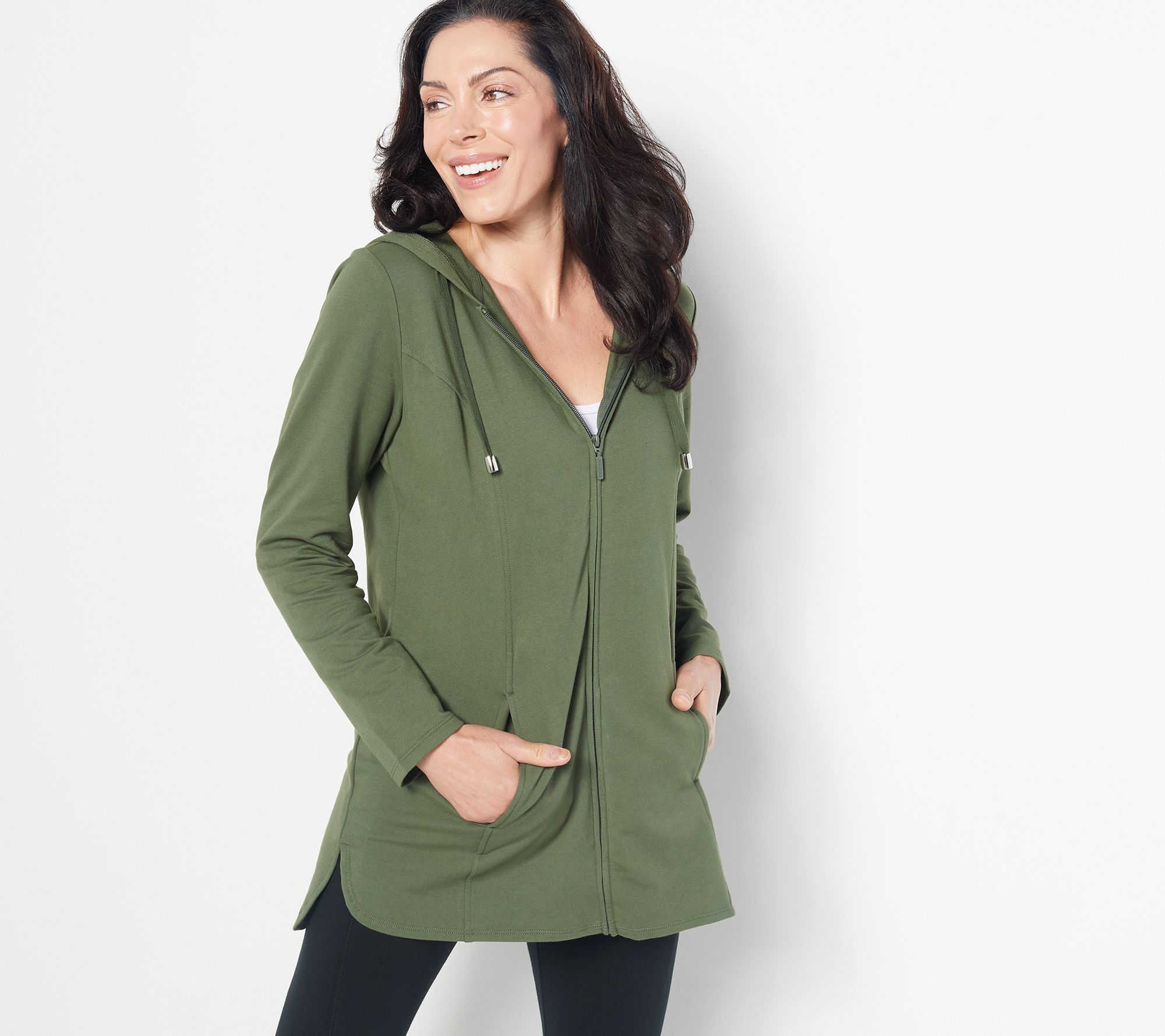 "As Is" Denim & Co. Active Regular French Terry Hooded Jacket