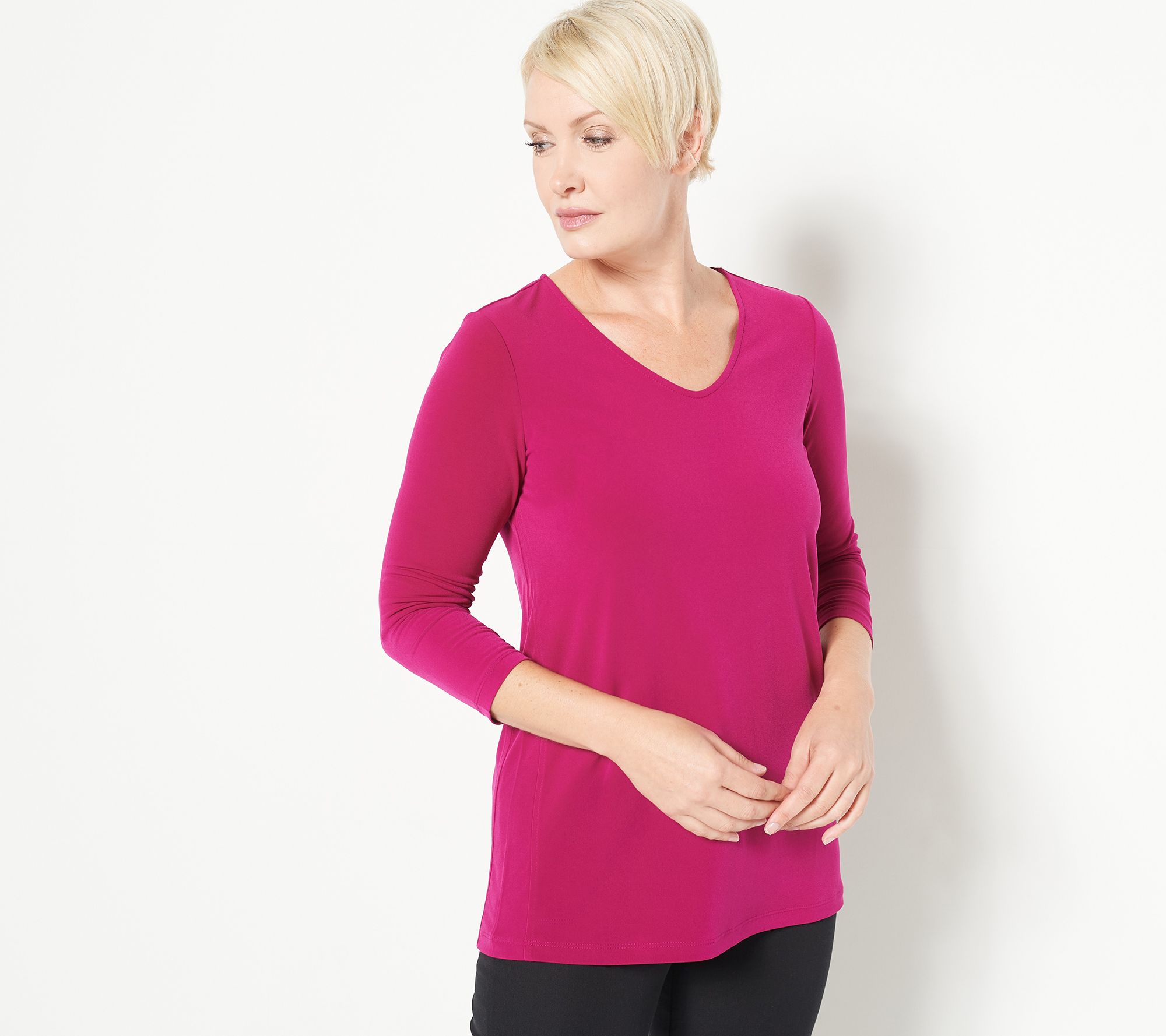 "As Is" Susan Graver Regular Liquid Knit 3/4 Sleeve Tunic