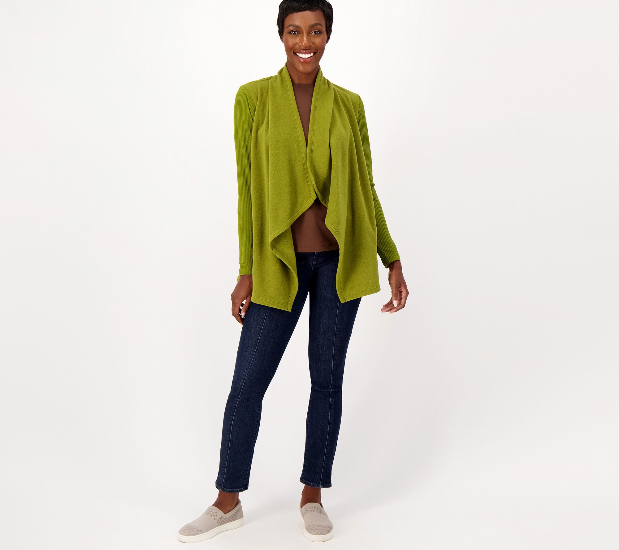 Susan Graver Petite Weekend Multi-Media Cardigan - QVC.com