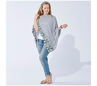 Details about   Tickled Pink White Victoria Knit Poncho 