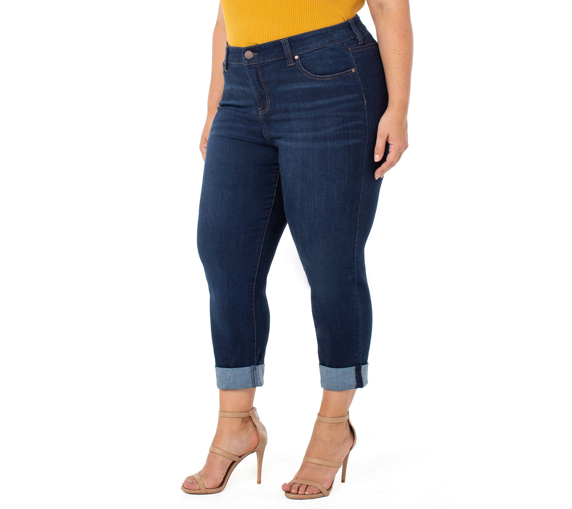 Liverpool Charlie Crop Jeans with Wide Rolled Cuff - QVC.com