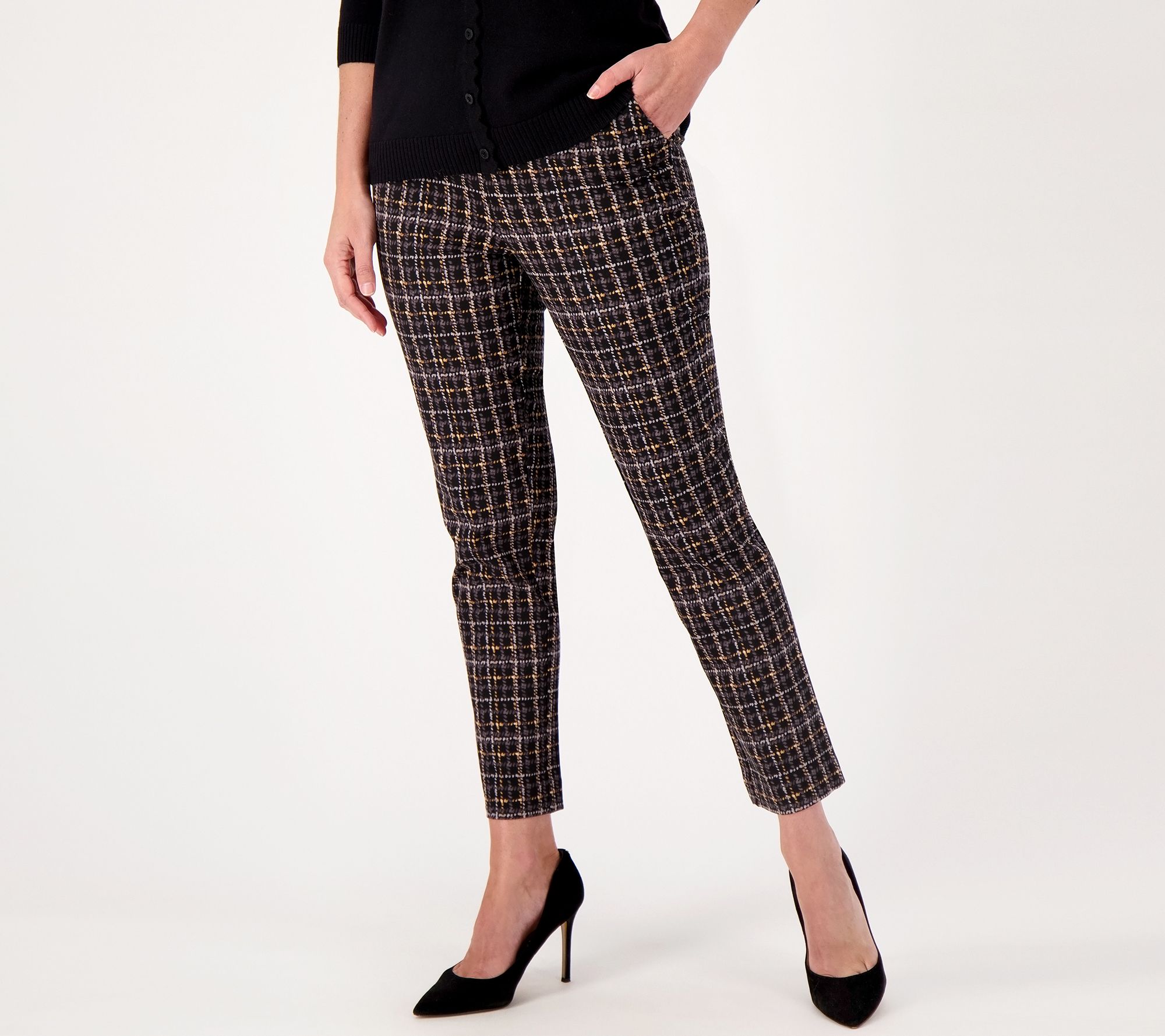"As Is" Isaac Mizrahi Live! Reg Printed 24/7 Slim Leg Ankle Pants
