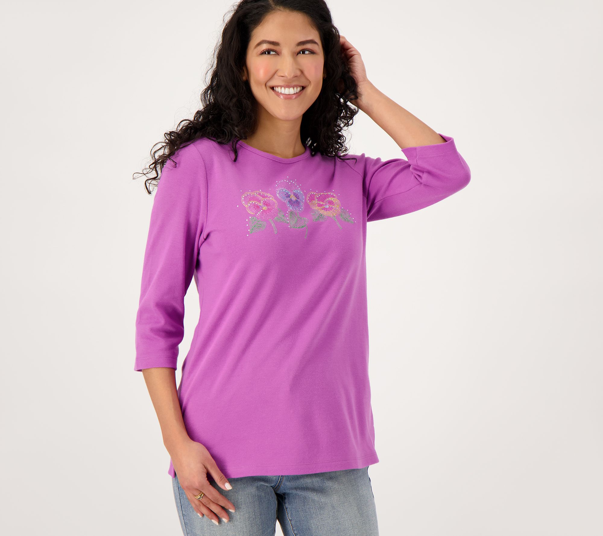 Quacker Factory Set of 2 Fall Fun 3/4 Sleeve T-shirts on QVC 