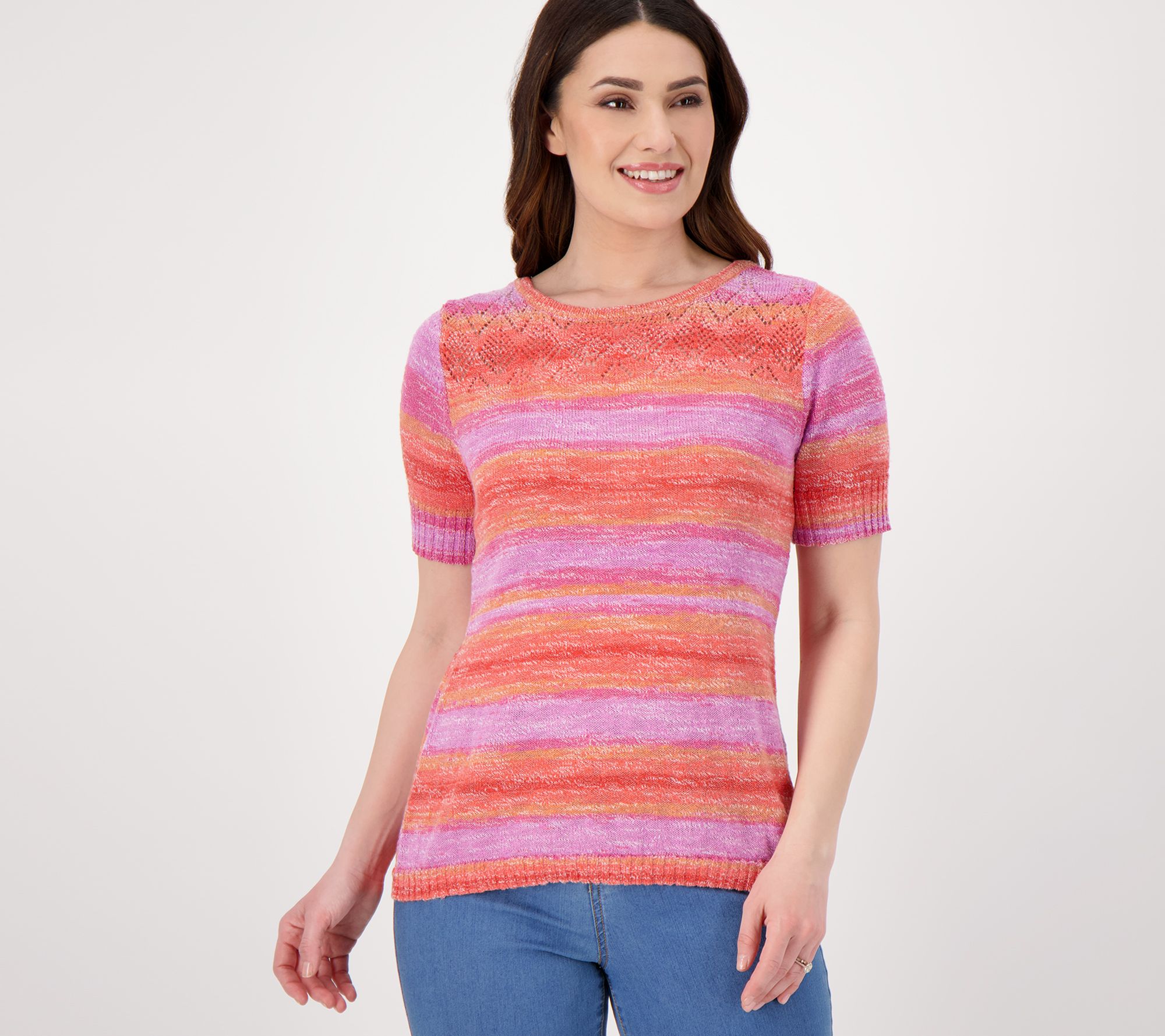 "As Is" Isaac Mizrahi Live! Space Dye Boat Neck Sweater