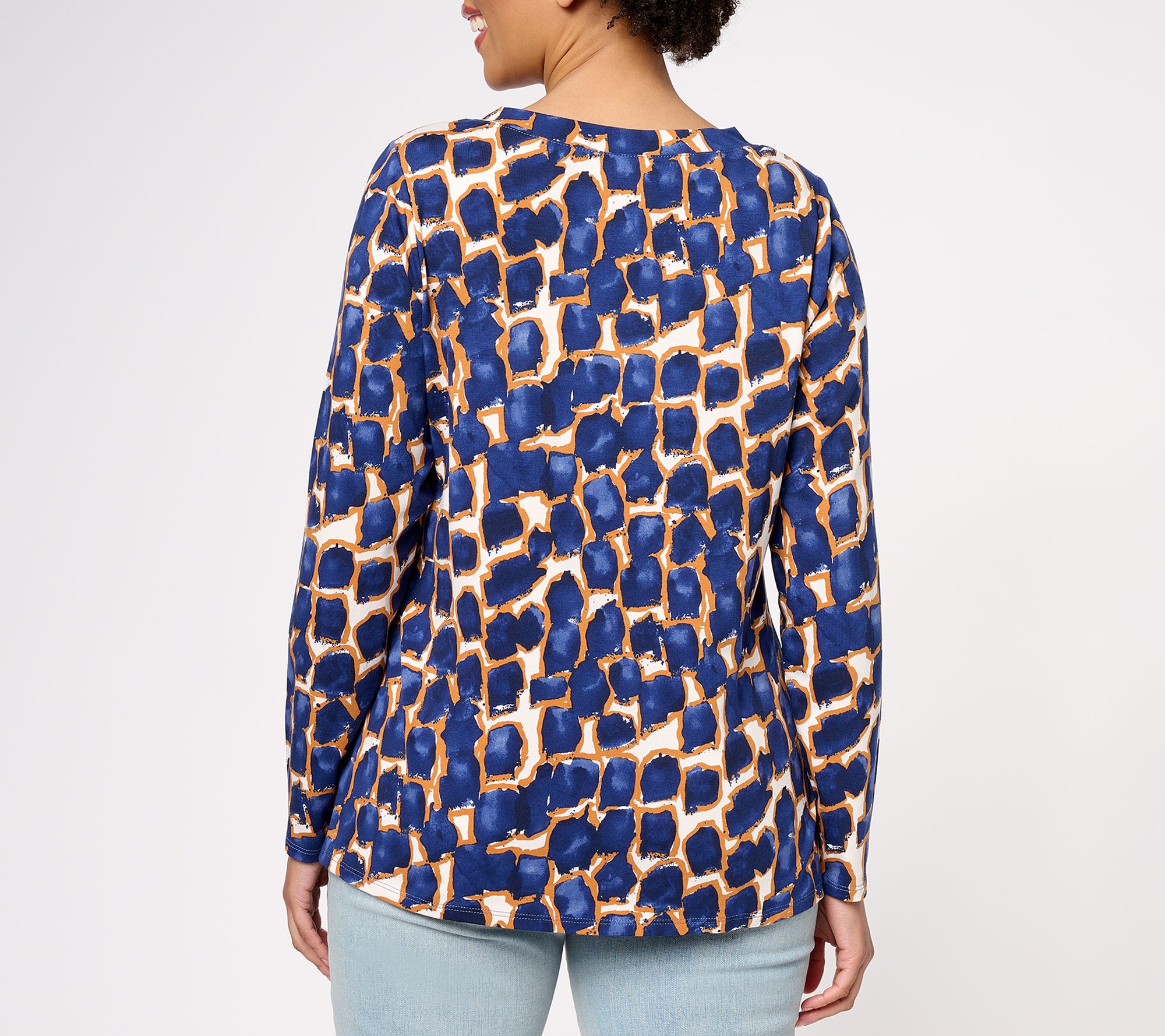 Belle by Kim Gravel TripleLuxe Knit Abstract Giraffe Top