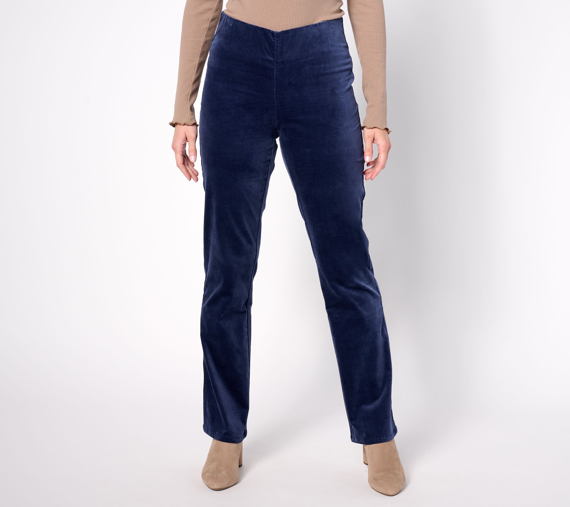 Denim & Co. Signature Regular Lightly Bootcut Stretch Velvet Pants