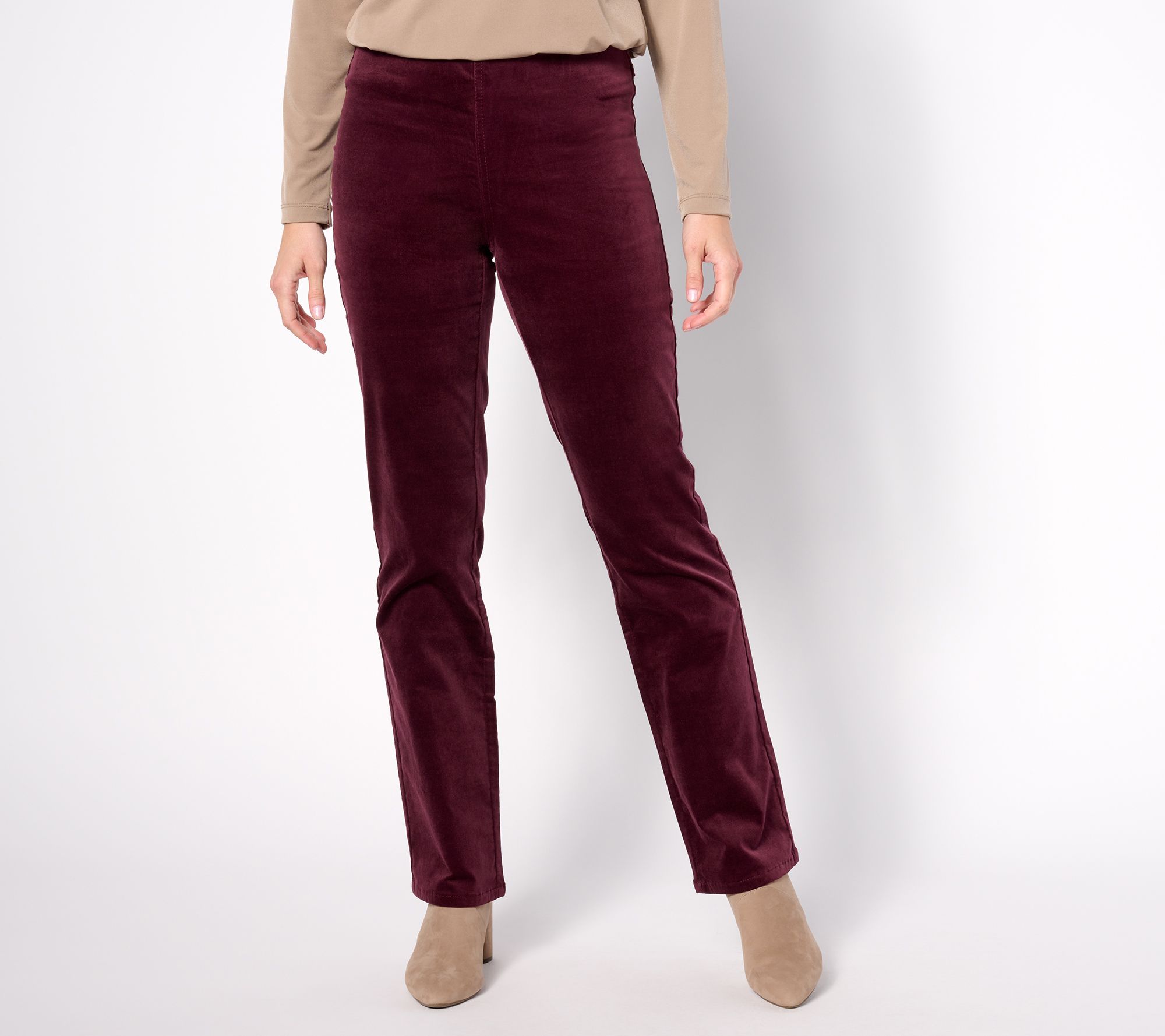 Denim & Co. Signature Regular Lightly Bootcut Stretch Velvet Pants