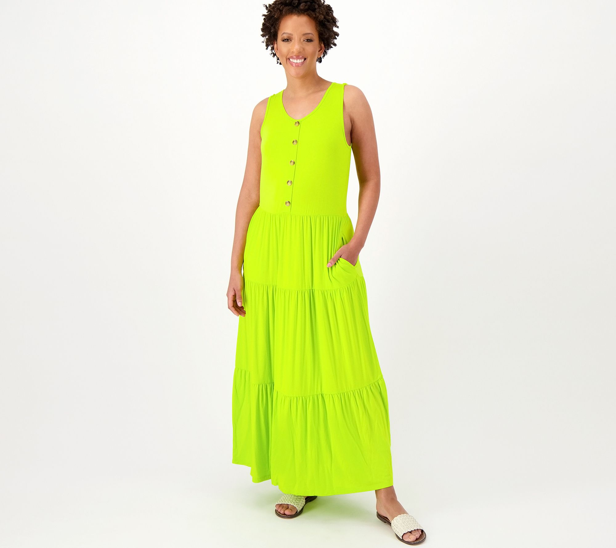 "As Is" Joan Rivers Regular Jersey Tiered Maxi Dress