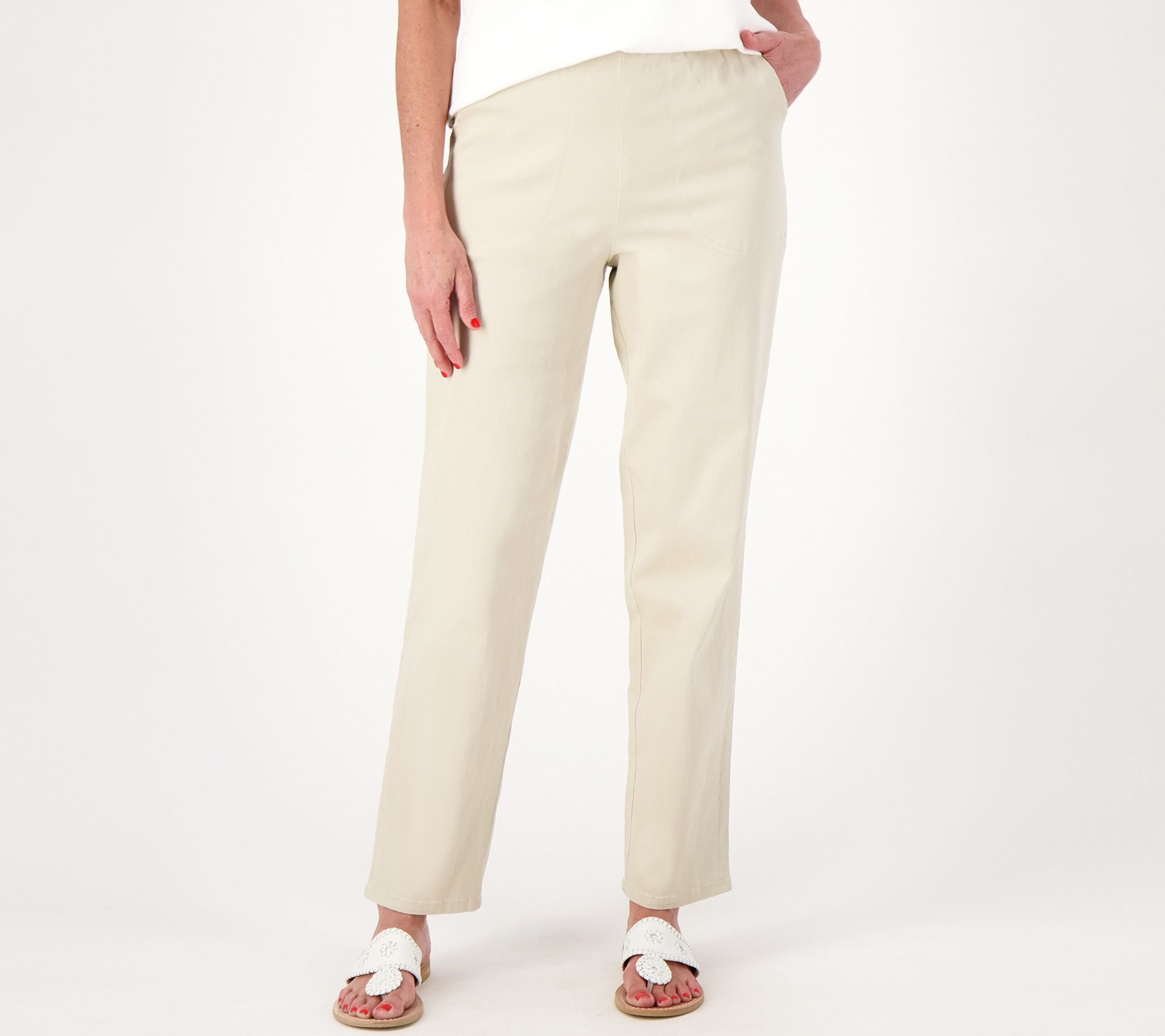 "As Is" Denim & Co. Original Waist Stretch Reg Side Pocket Pant-Core