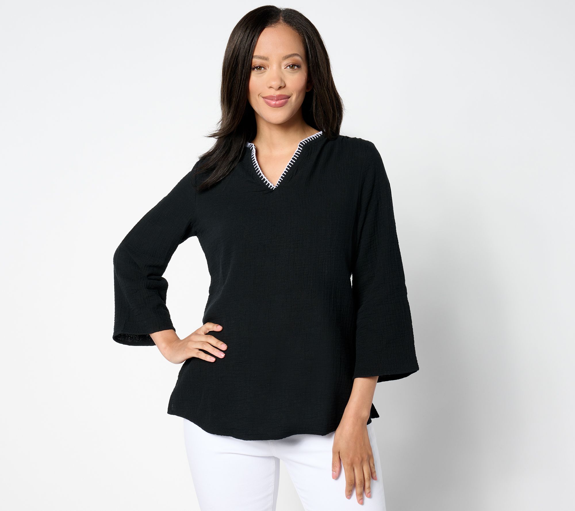 Belle Beach by Kim Gravel Cotton Gauze Color Crush Whipstitch Top
