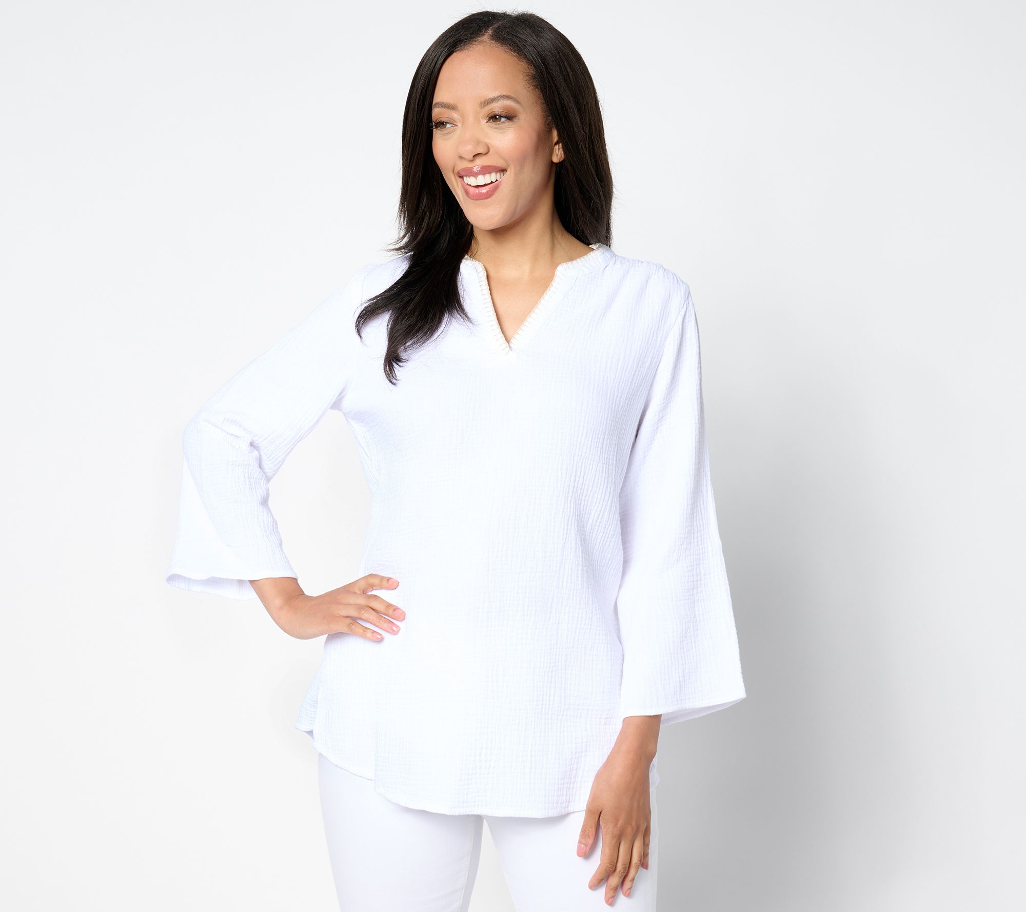 Belle Beach by Kim Gravel Cotton Gauze Color Crush Whipstitch Top